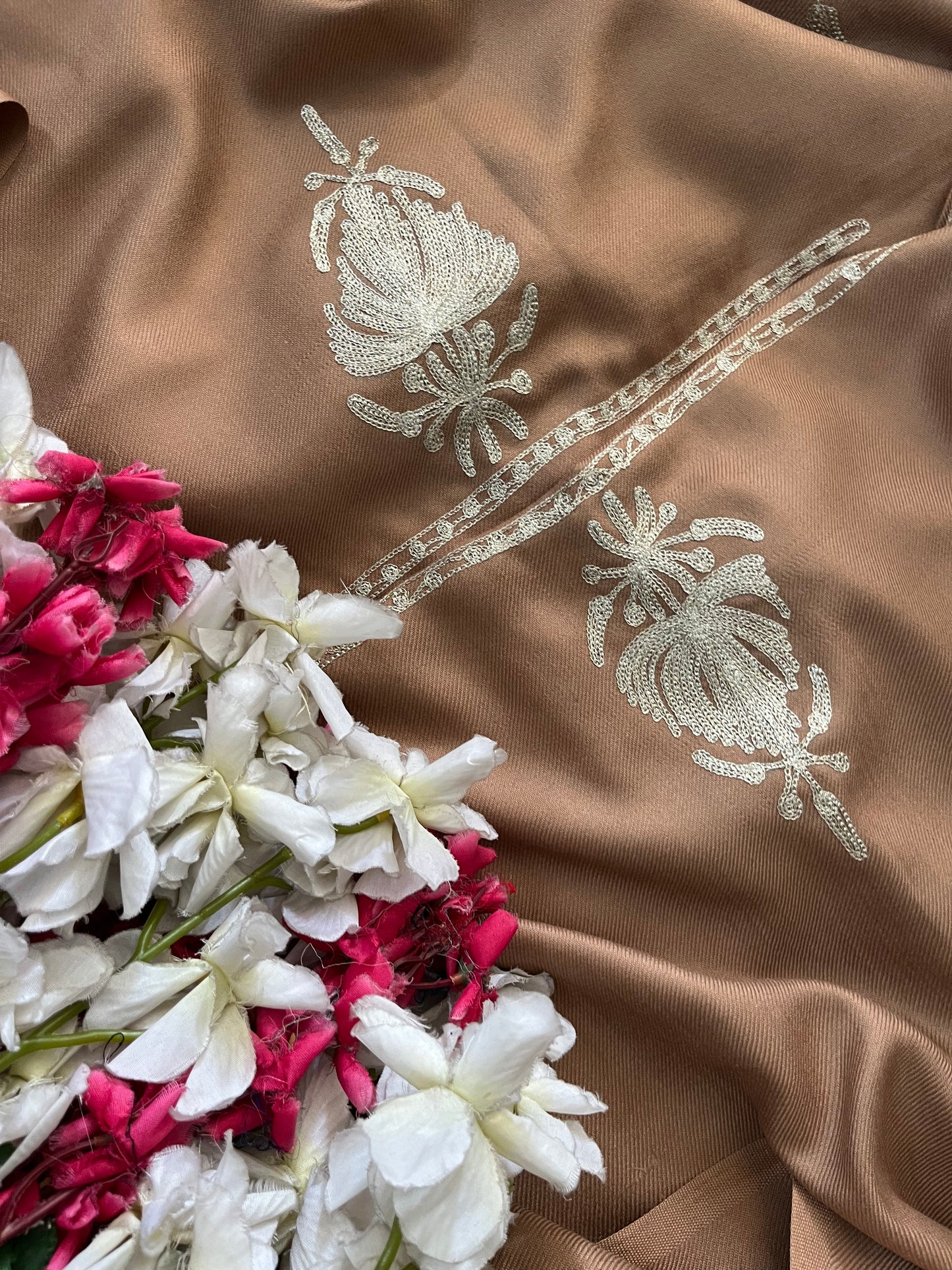 Beige Tilla Embroidered 3pc Suit Stole