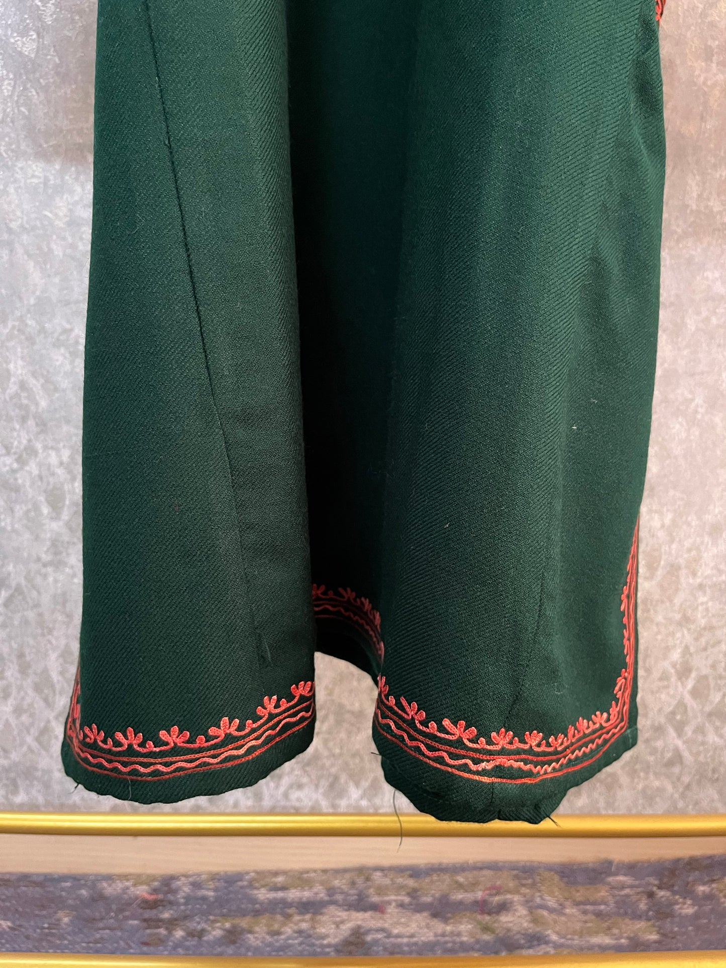 Green Aari Embroidered Wool Pheran