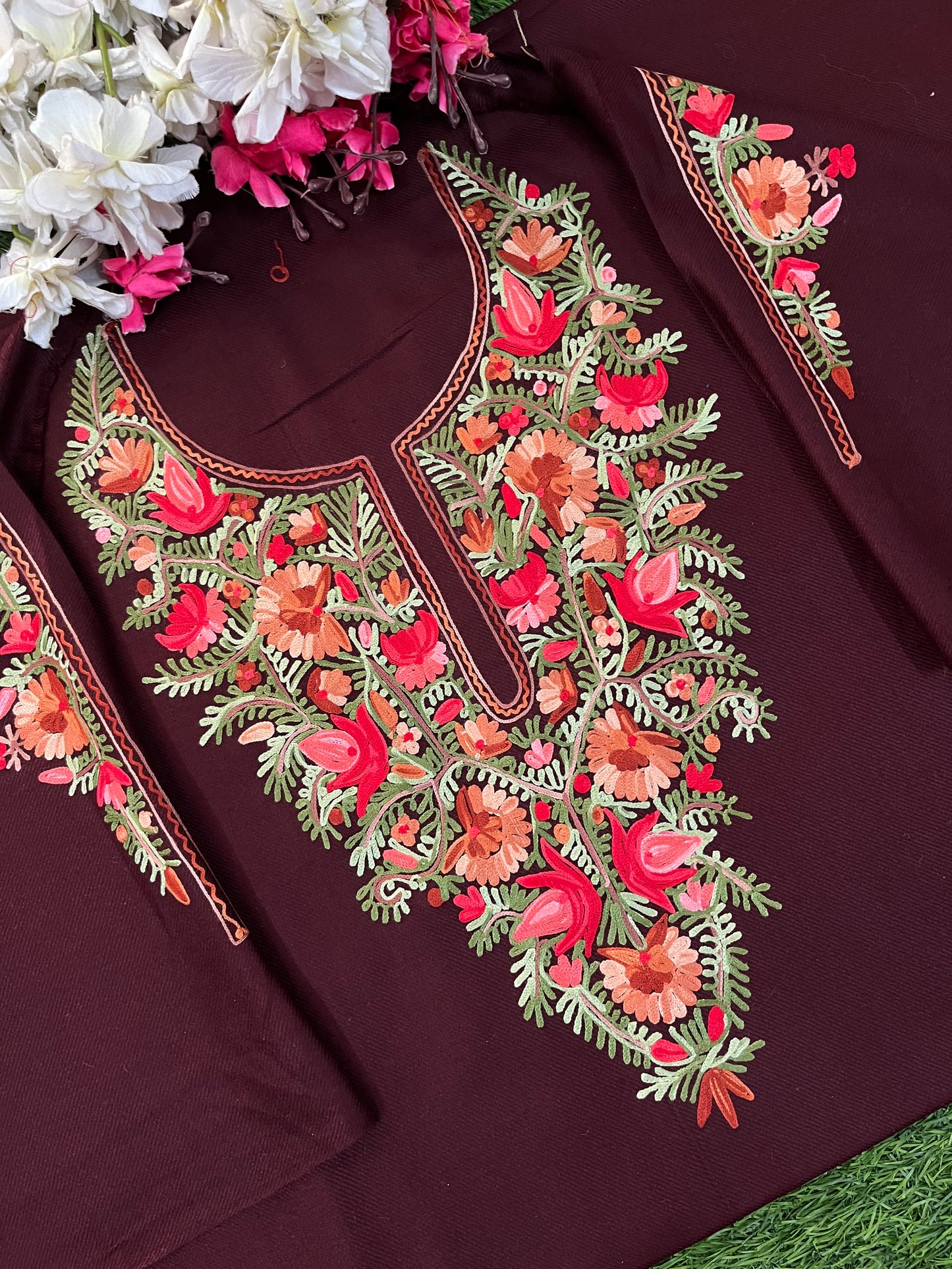 Coke Woollen Aari Embroidered 2pc suit 5mtr