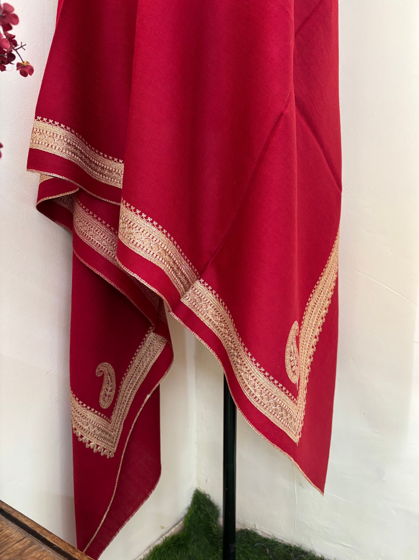 Red Baadam Bael Kashmiri Stole