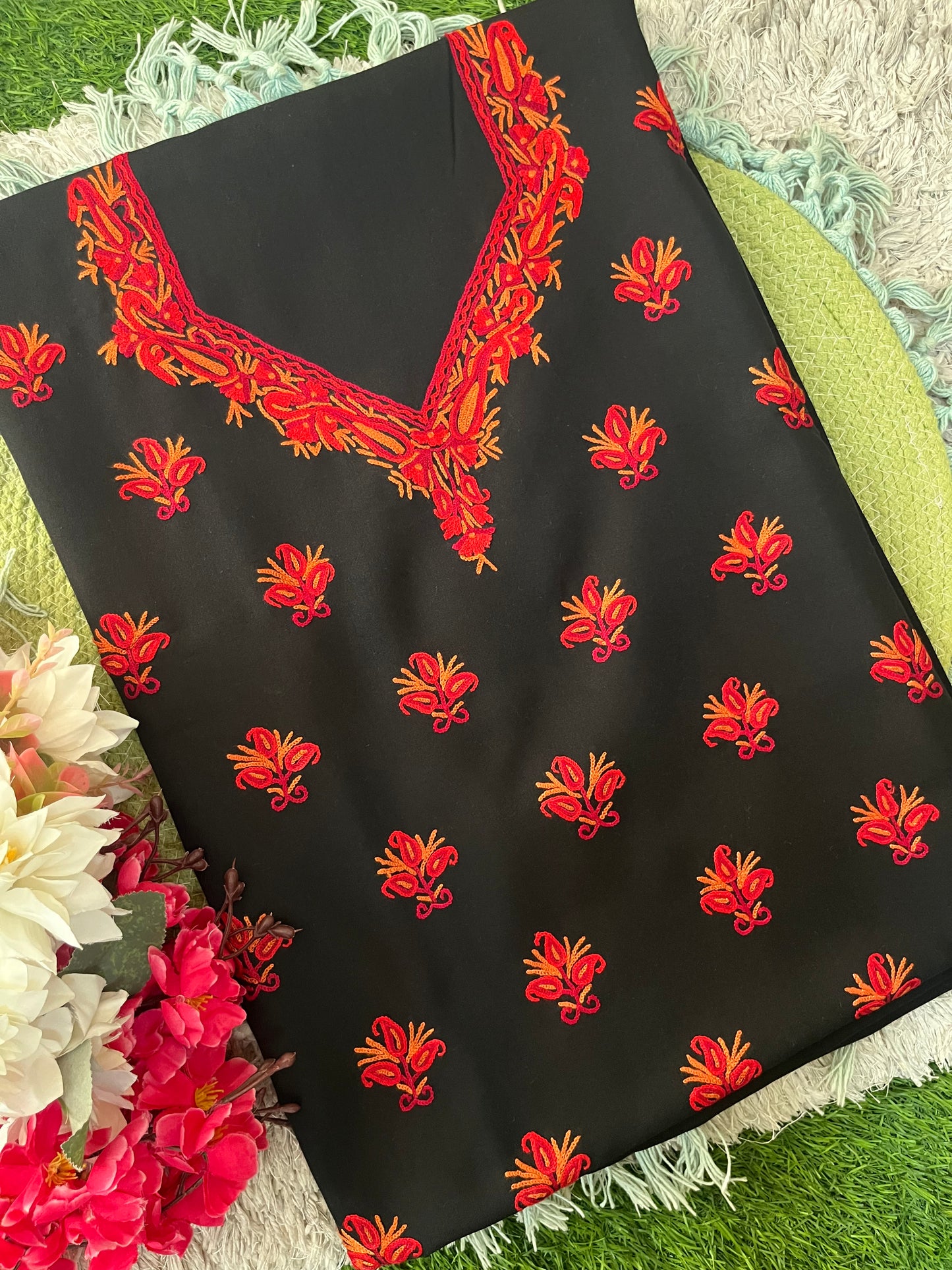 Cotton Black Two Piece Set (Hand Embroidered)