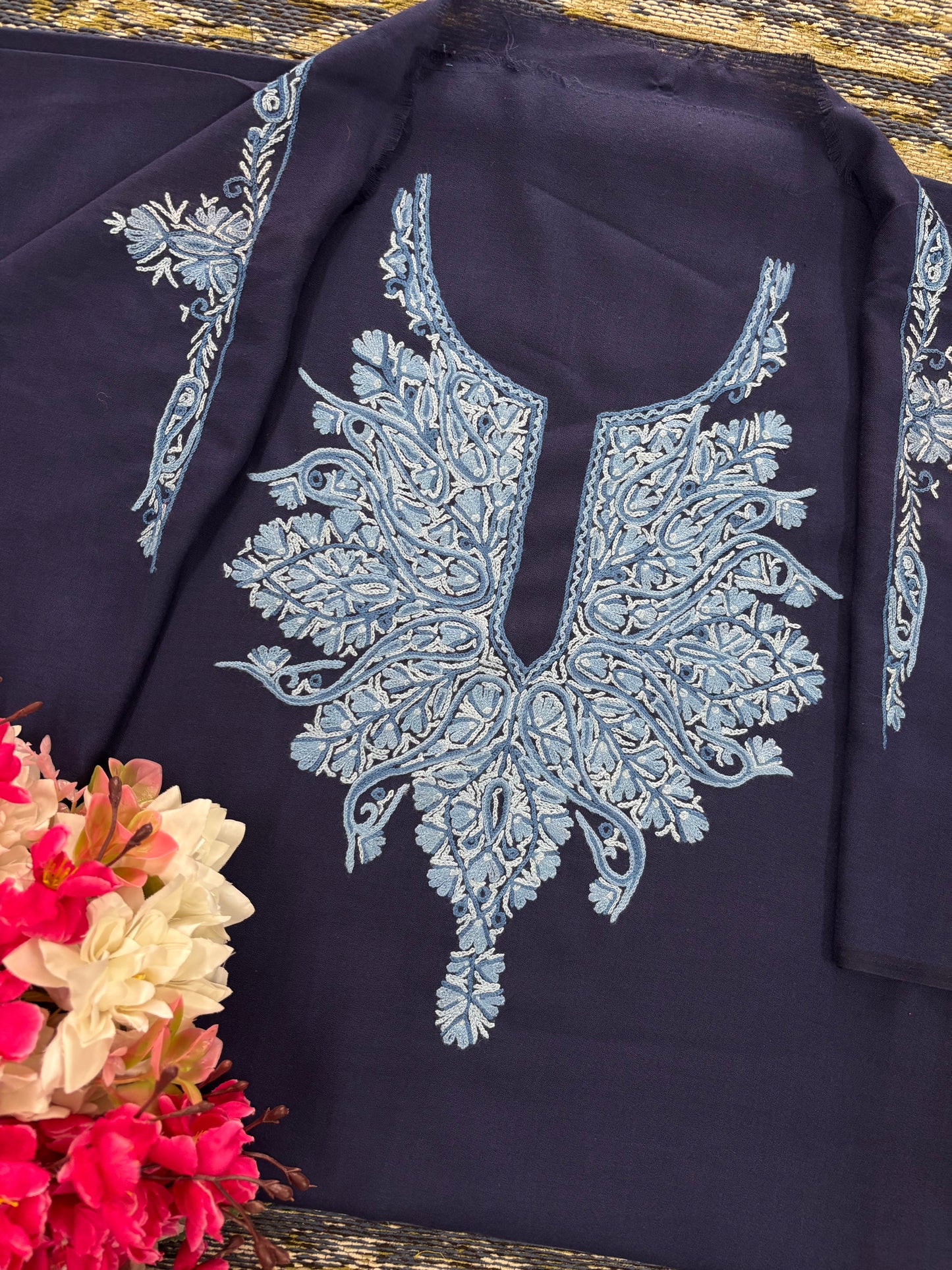 Blue Cotton Cord Set (Hand Embroidered)