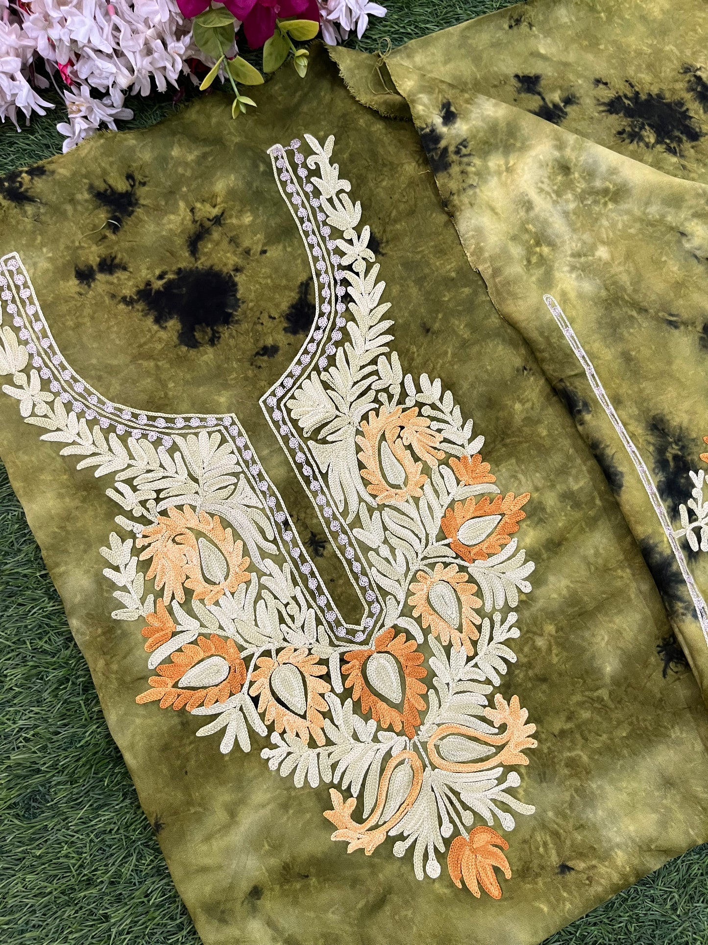 Cotton Unstitched Ty Dy Kashmiri Kurti