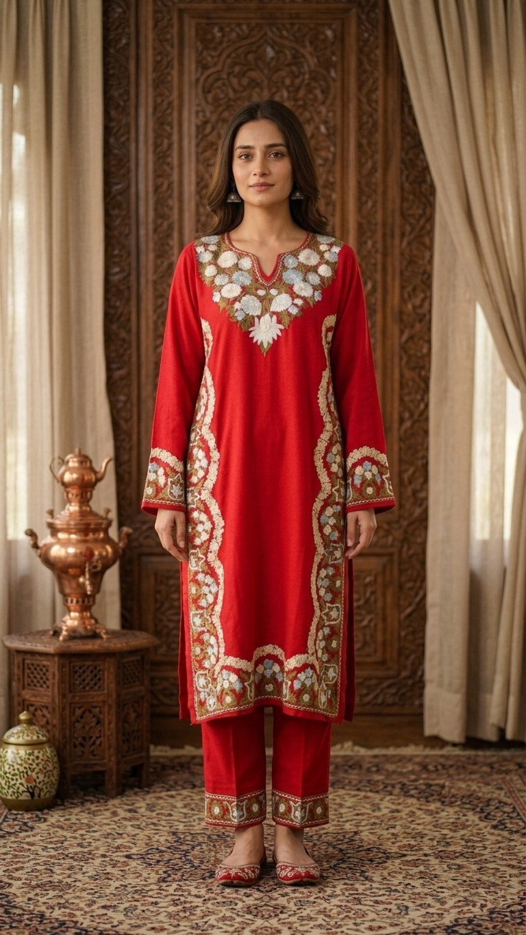 Hot Pink Stitched Crape Suit Set with dupatta (42)