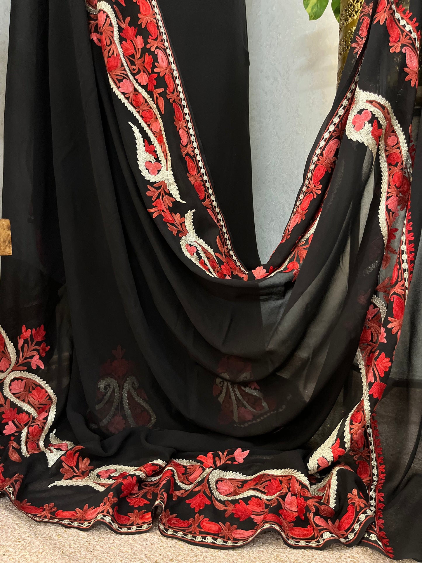Black Pure Georgette Kashmiri Suit