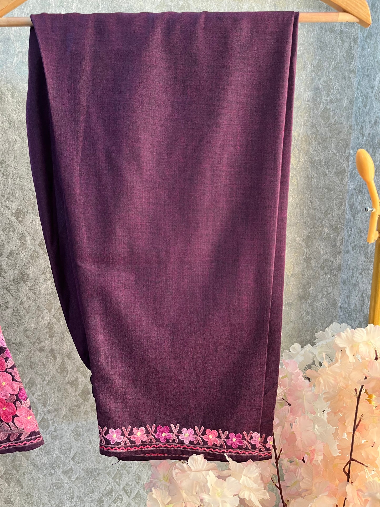 Wine Cotton Stitched Co-ord Set