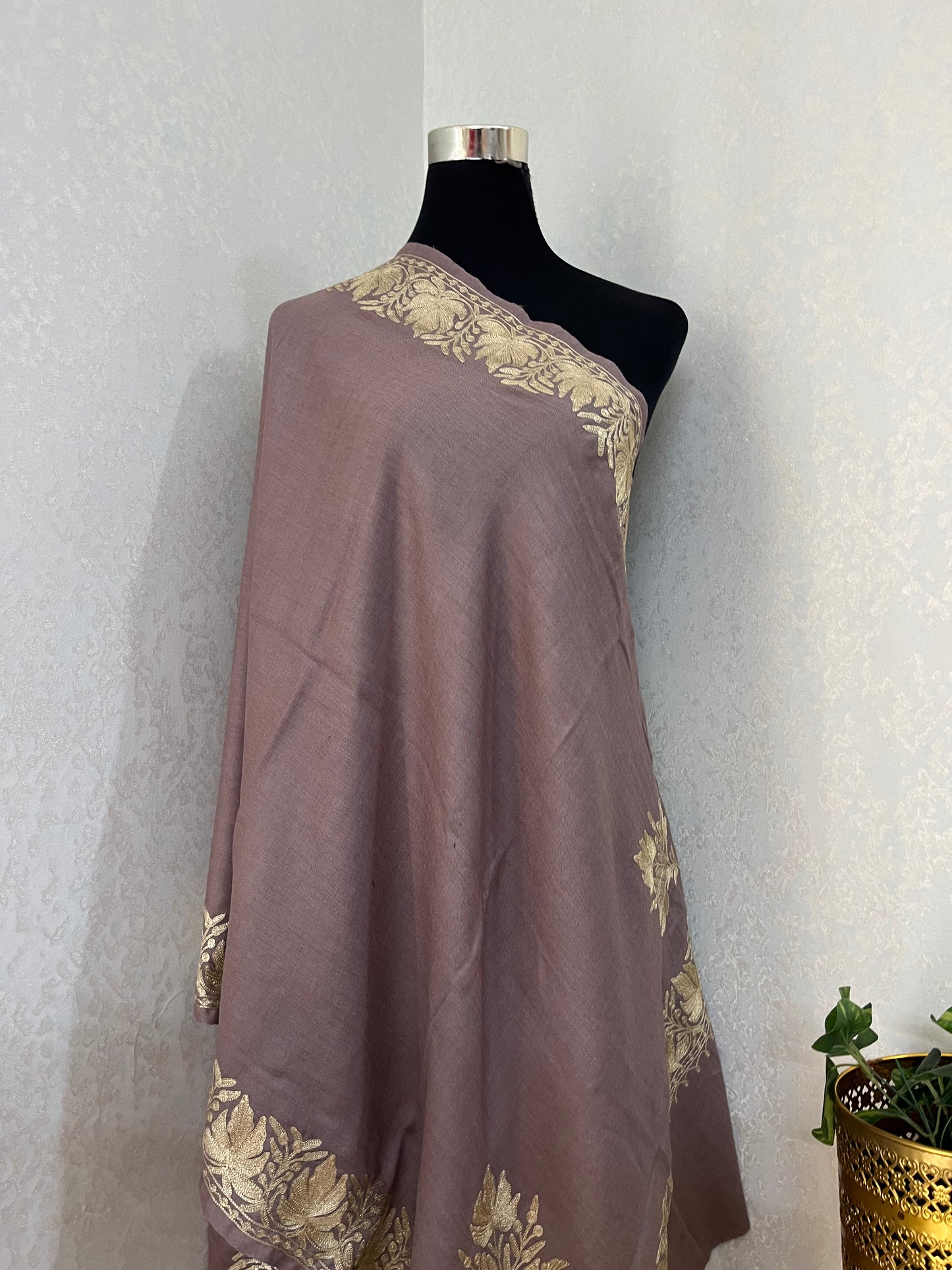 Semi Pashmina Tilla Embroidered stole
