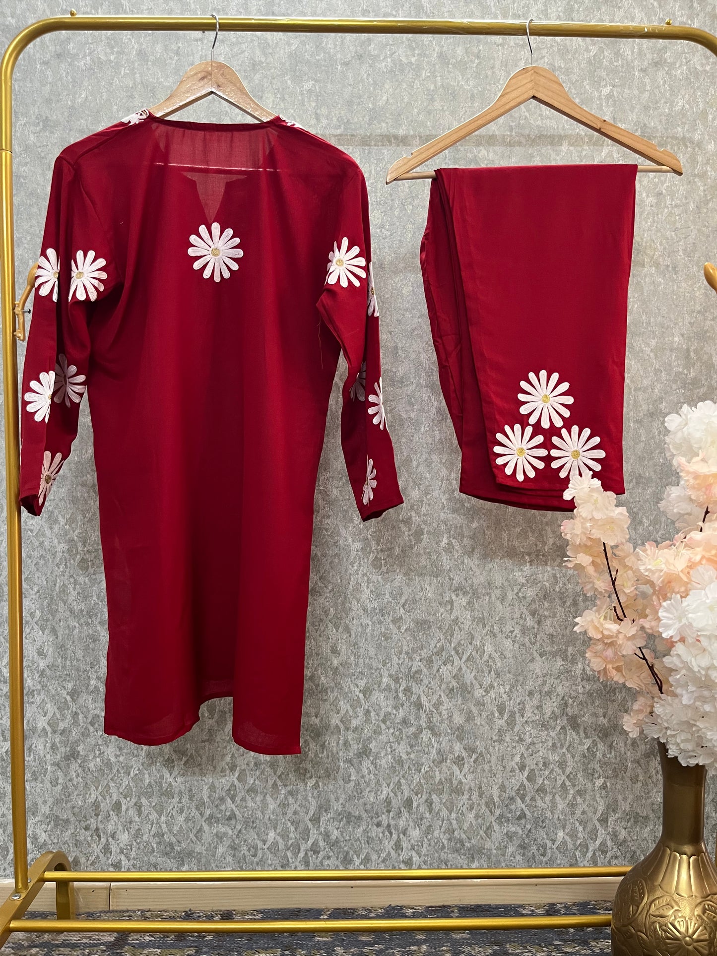 Maroon Cotton Cord Set Size(40)