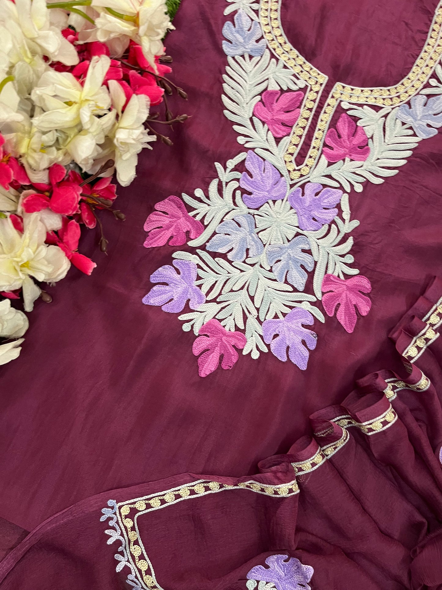 Dark Onion Opada Silk Kashmiri Suits