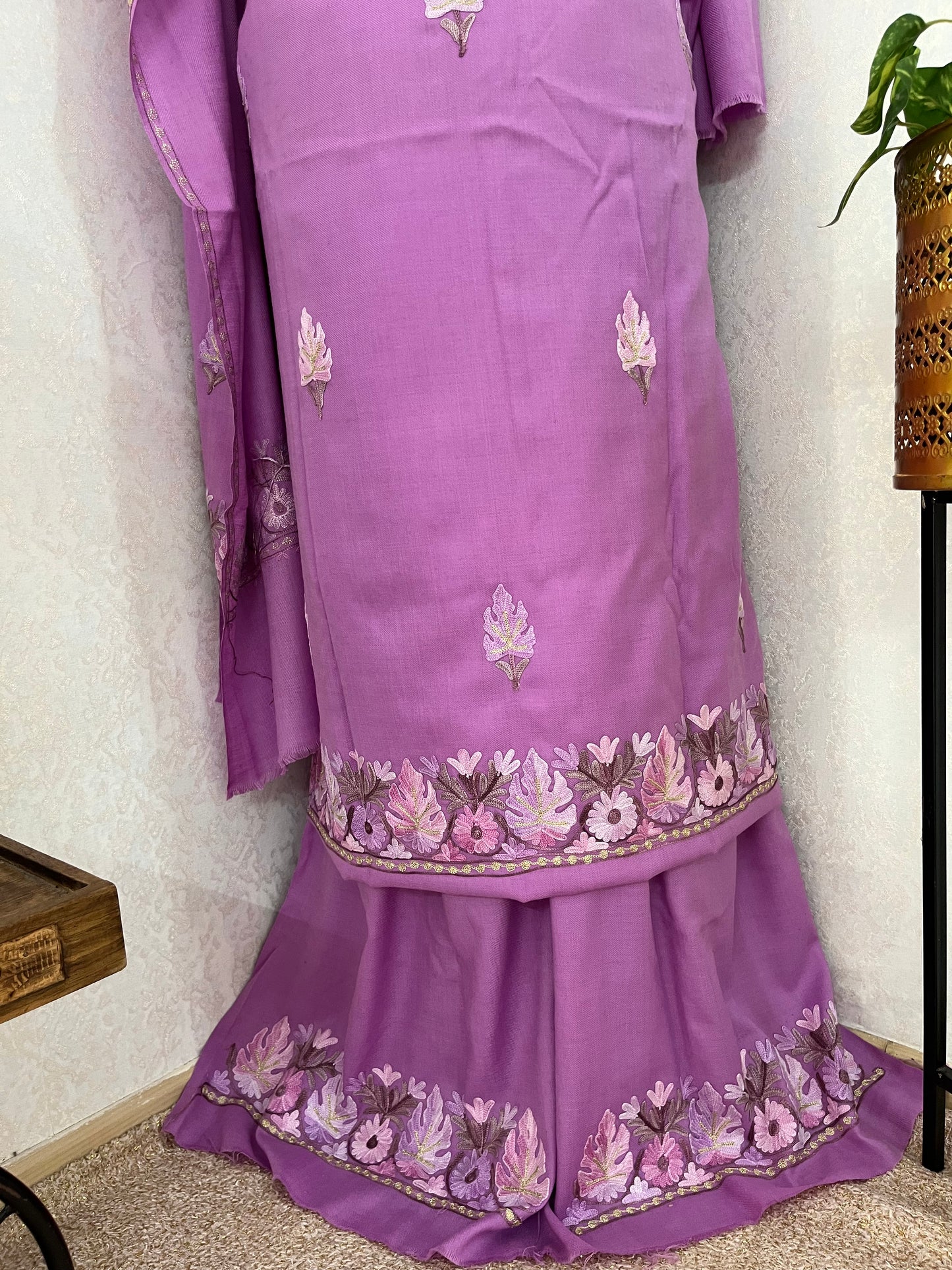 Lavender Fine Wool Kashmiri Suit