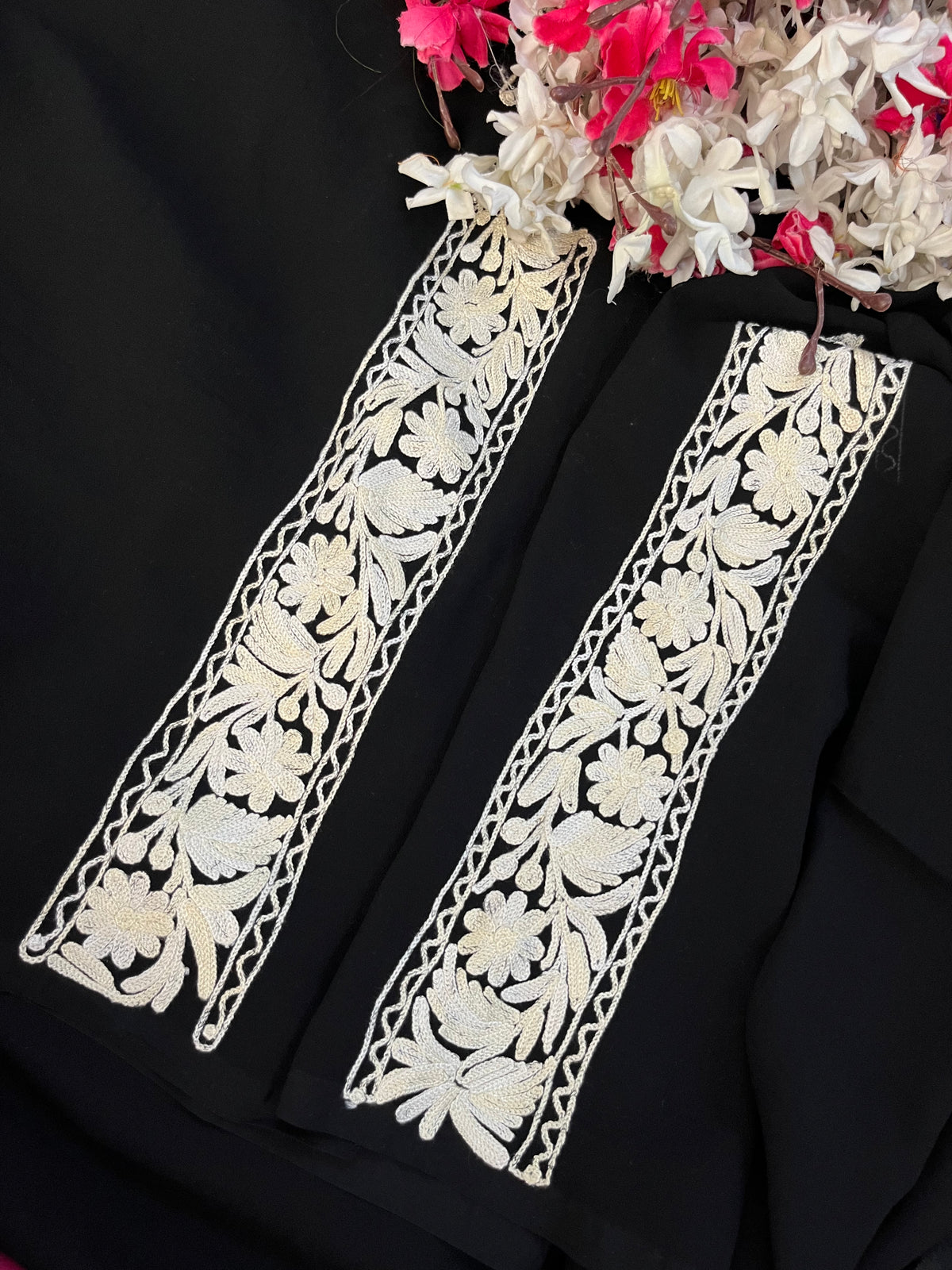 Georgette Black 3 Pc Kashmiri Suit