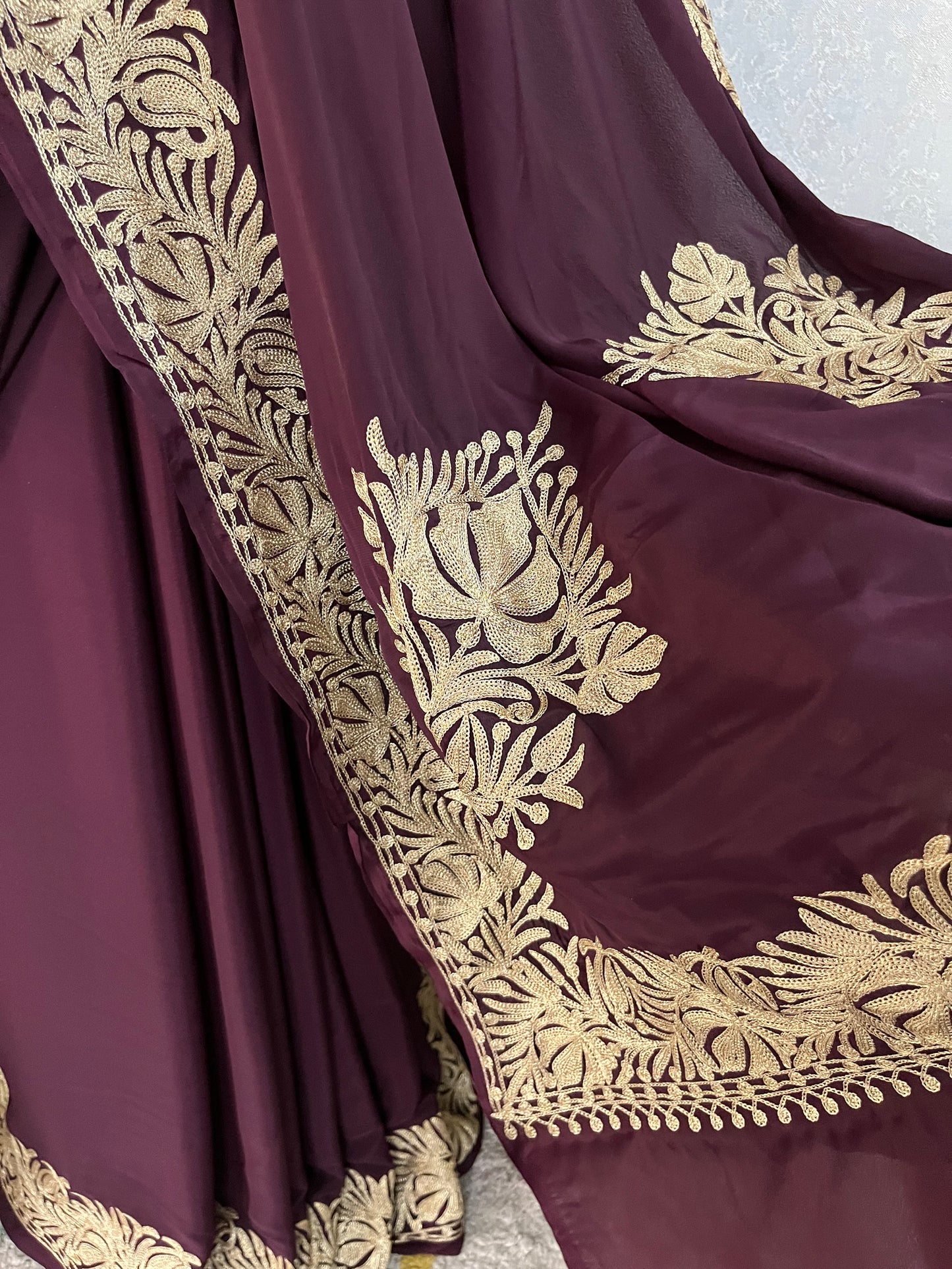 Coke Crape Kashmiri Tilla Saree