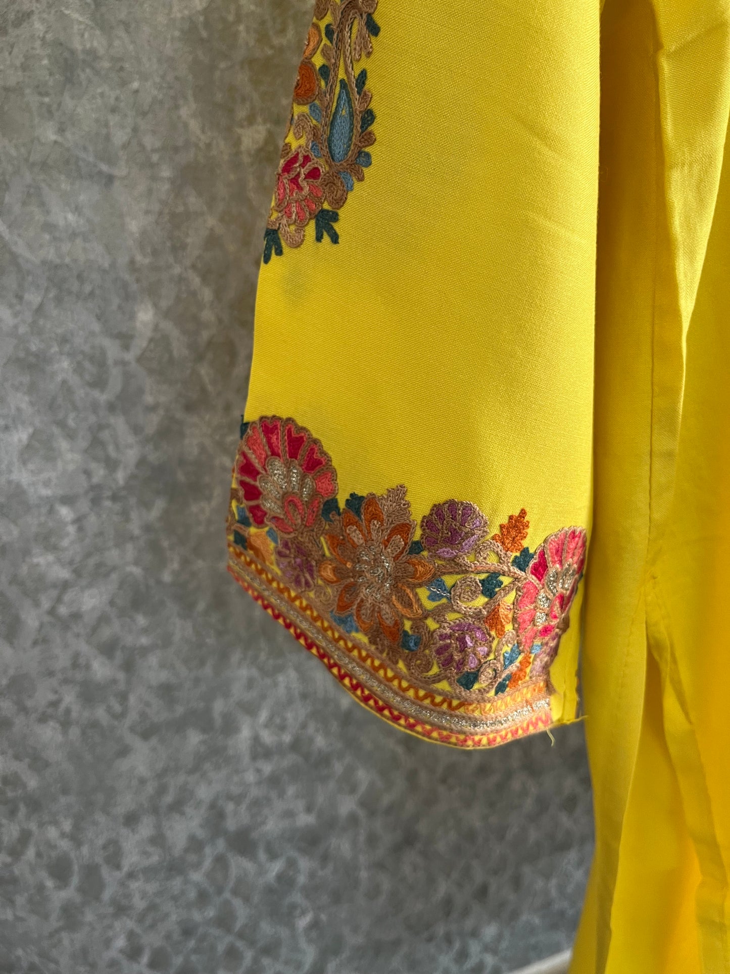 Yellow Cotton Stitched Co-ord Set( 44)