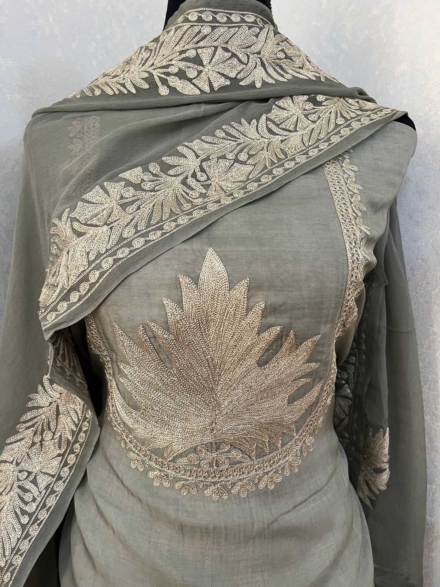 Soft Green Sanam’ Tilla Kashmiri Silk Suit