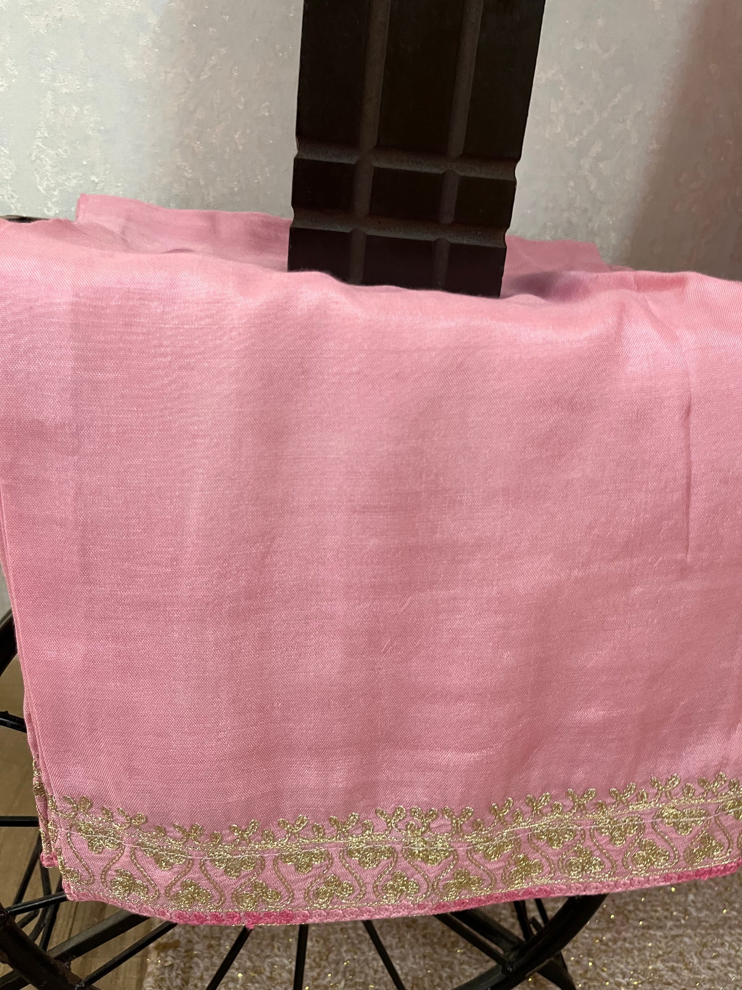 Pink Pure Crape Kashmiri Kaftan