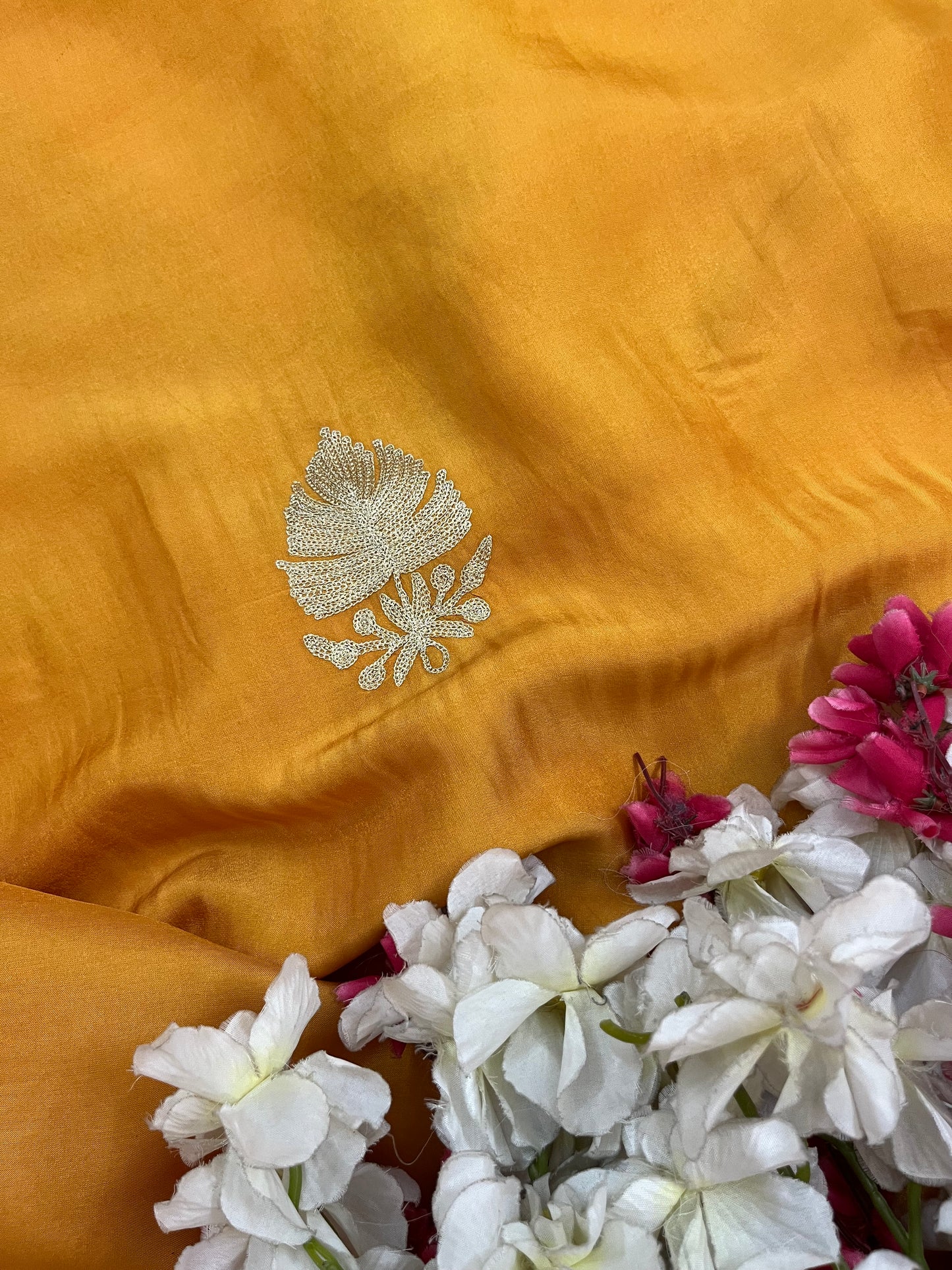 Sanam’ Soft Orange Silk Tilla Kashmiri Suit