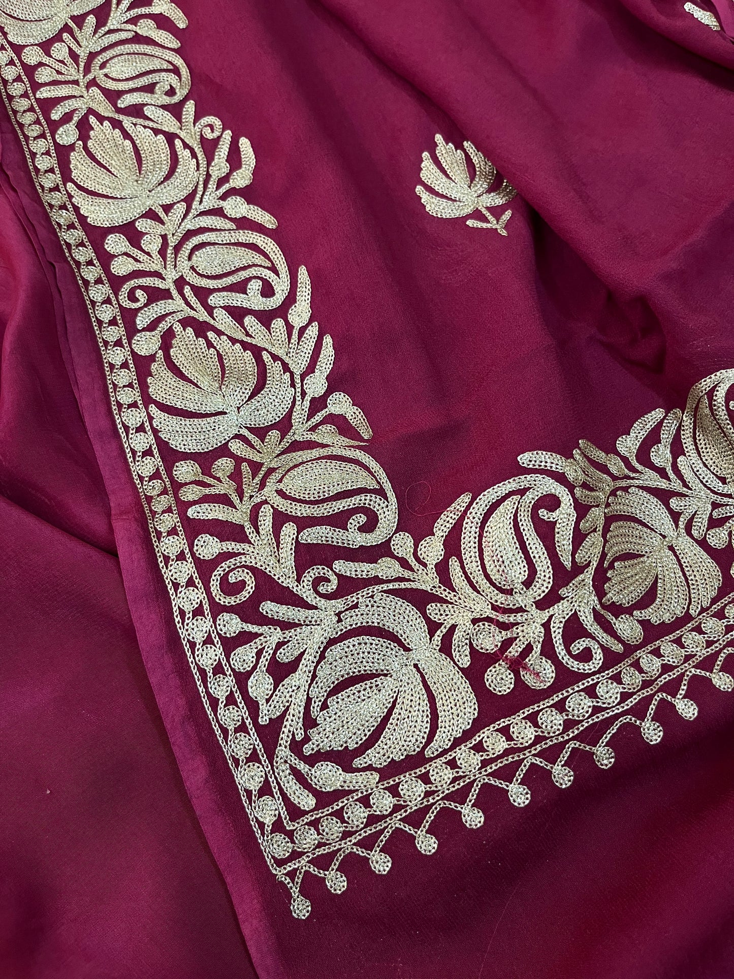 ‘Kalaa’ Burgundy Crape Kashmiri Suit