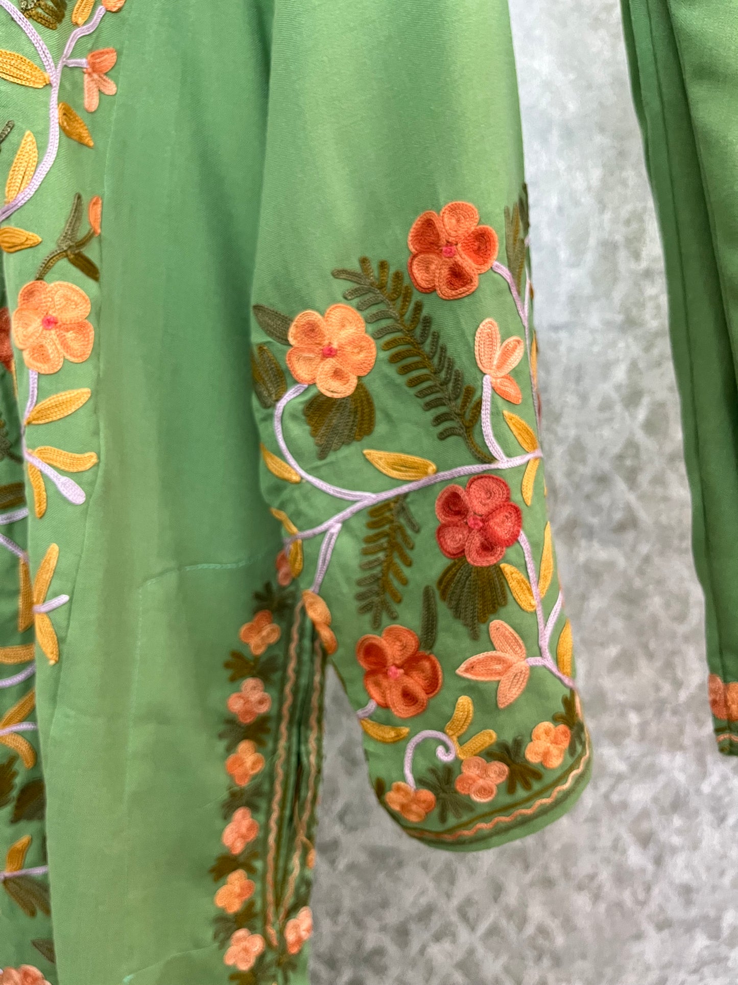 Green Yellow Cotton Front Jaal Pheran Set Size (44)