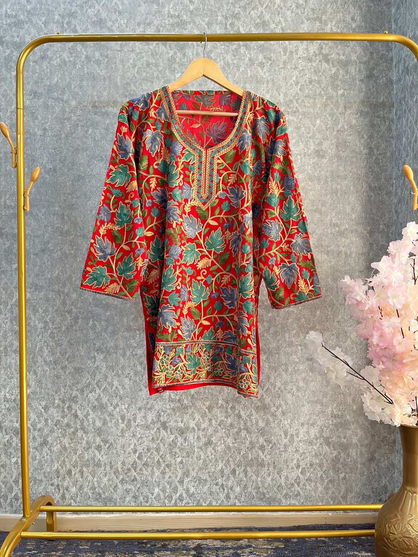 Red Crape Jaal Work (Front & Back) Kurta