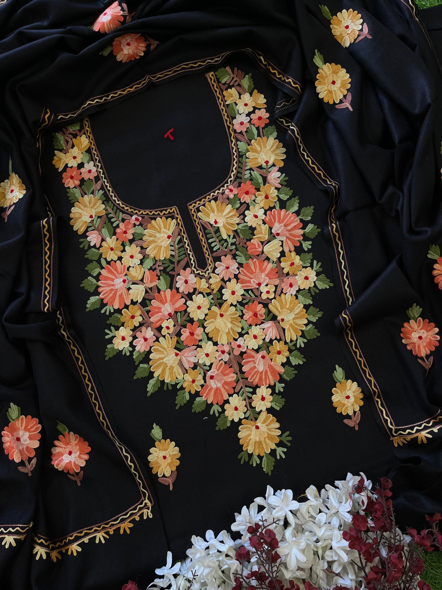 Black Woollen Aari Embroidered 3pc suit