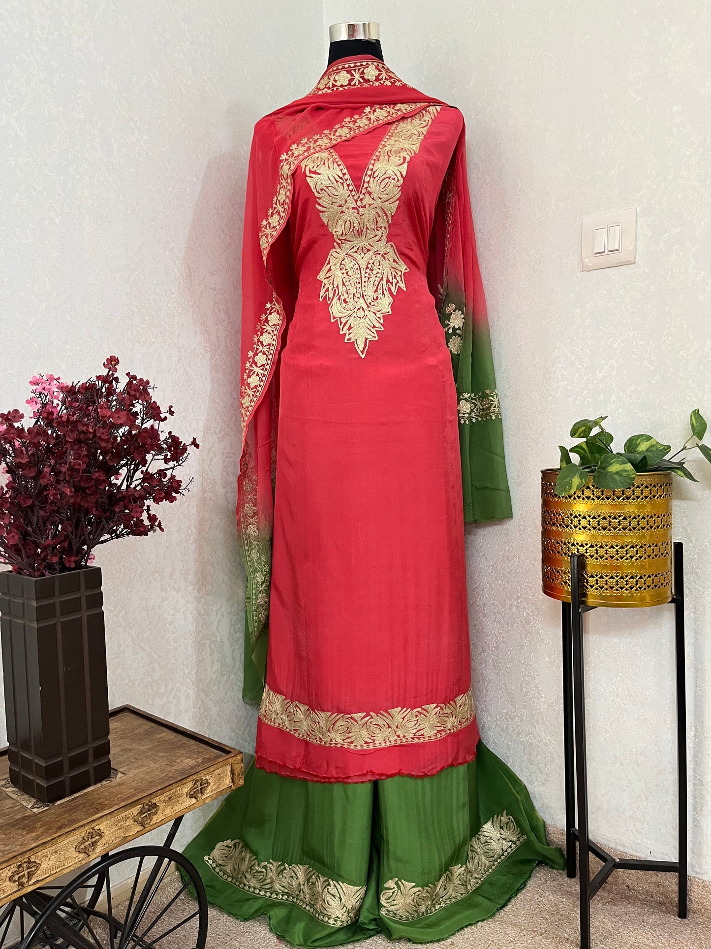 Sanam Electric Blue Silk Kashmiri Suit