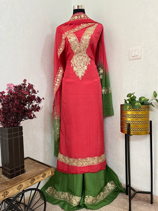 Sanam Electric Blue Silk Kashmiri Suit