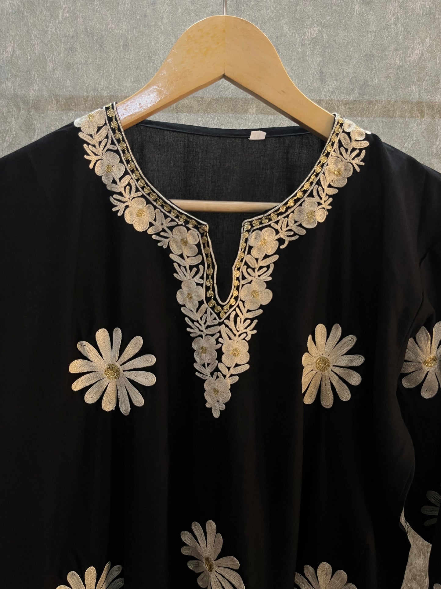 Black Cotton Embroidered Co-ord Set(40)