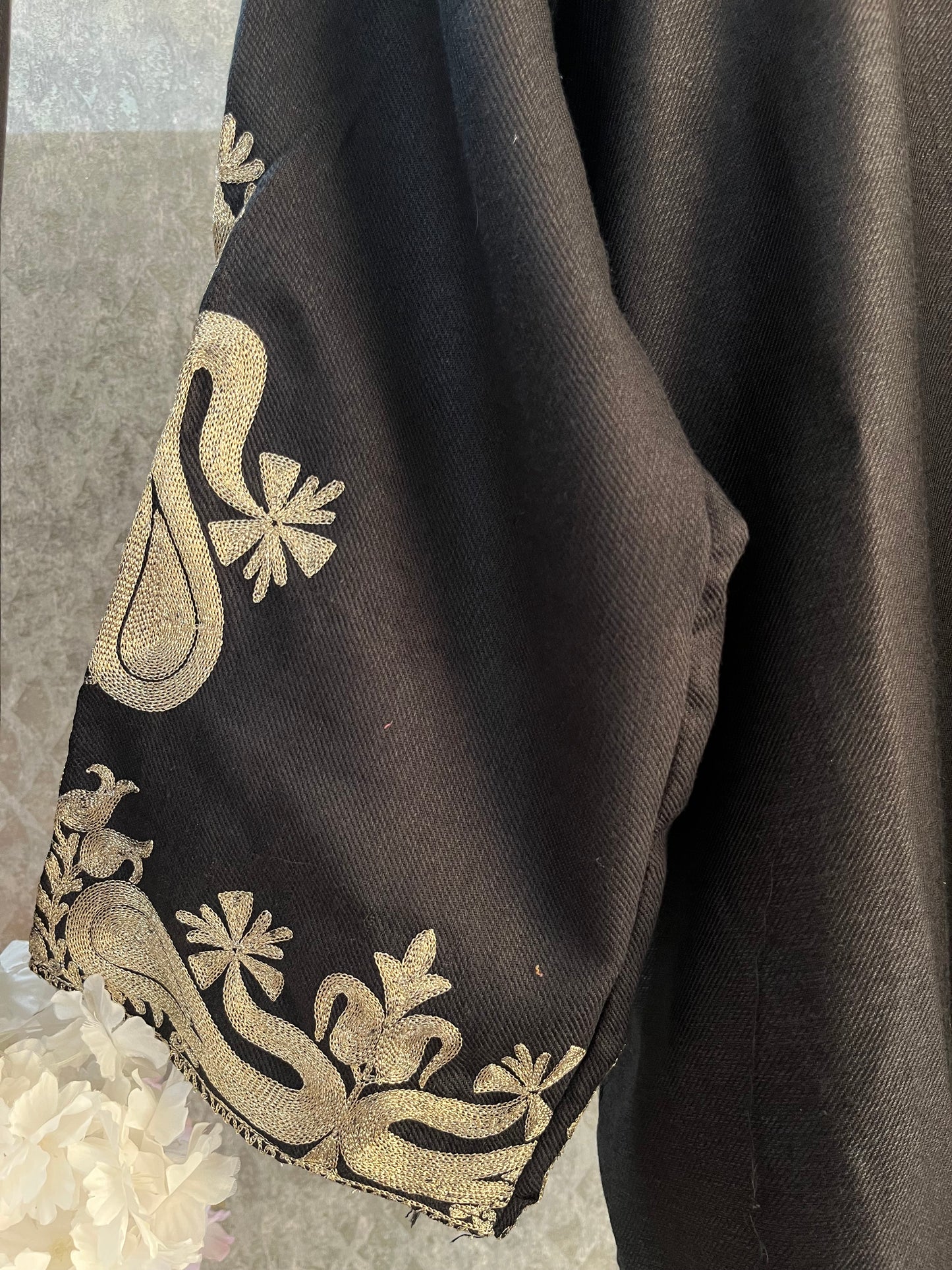 Black Woollen Kashmiri Co-Ord Set ( Size 46)