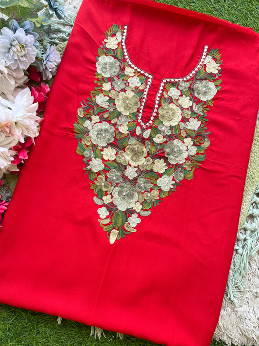 Red Cotton Cord Set (Aari Embroidered)