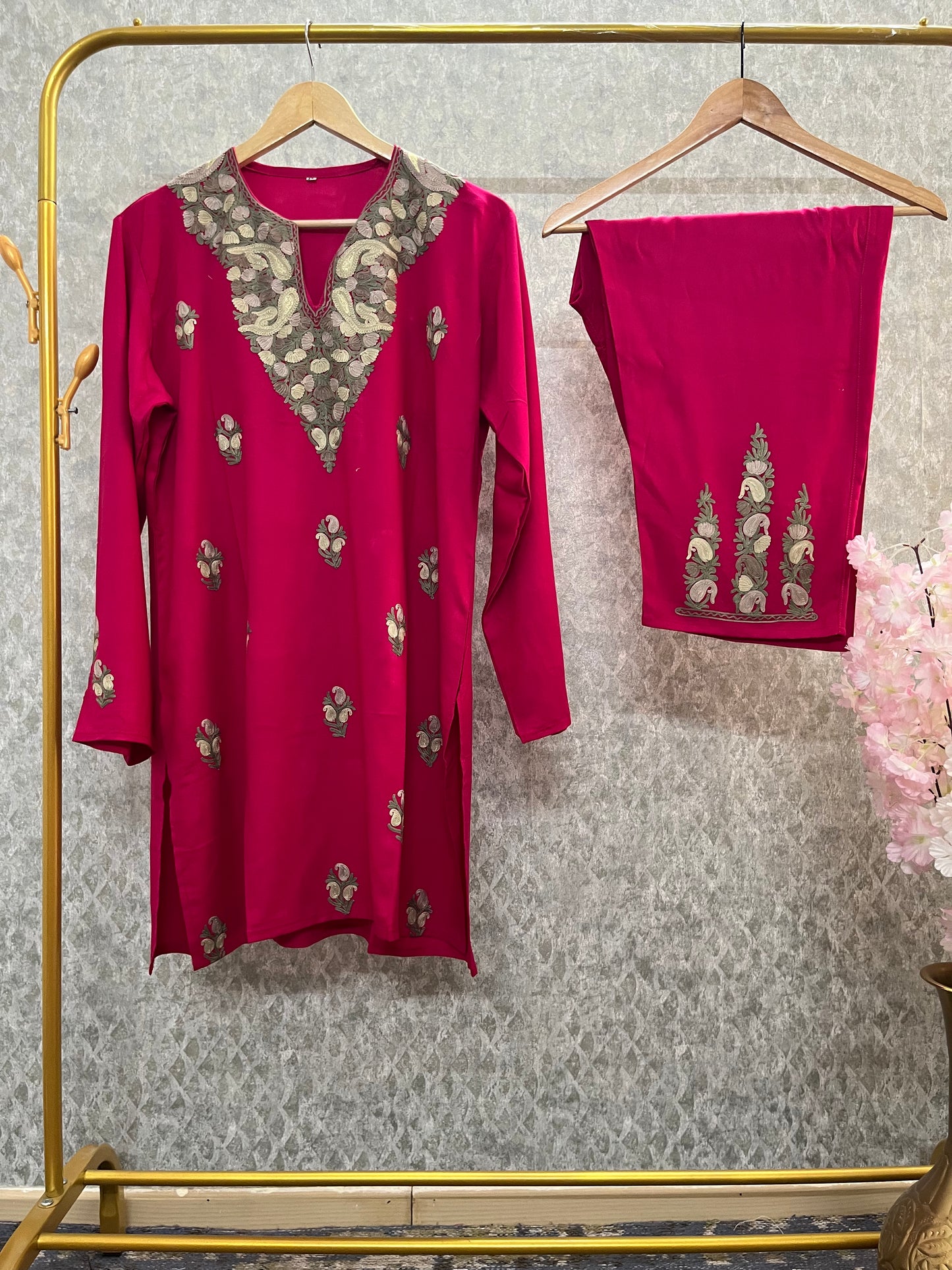 Hot Pink Cotton Cord Set Free Size(40)
