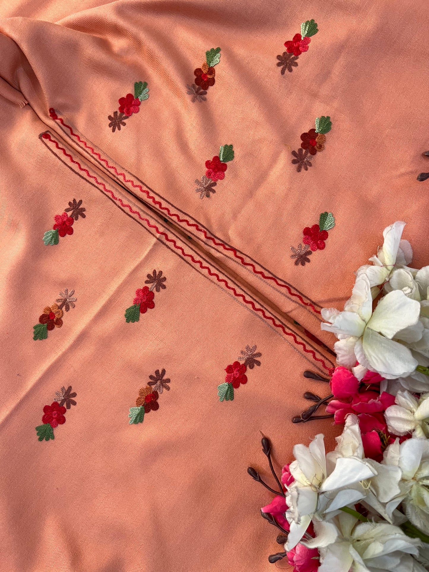 Rose Pink Woollen Aari Embroidered 3pc suit