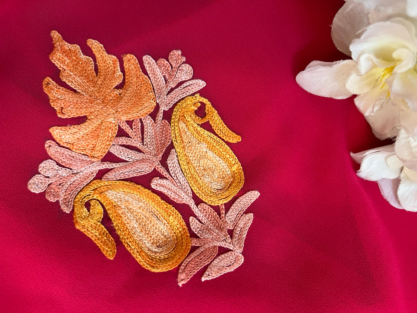 Hot Pink Georgette Shirt and Dupatta Aari Embroidered Suit