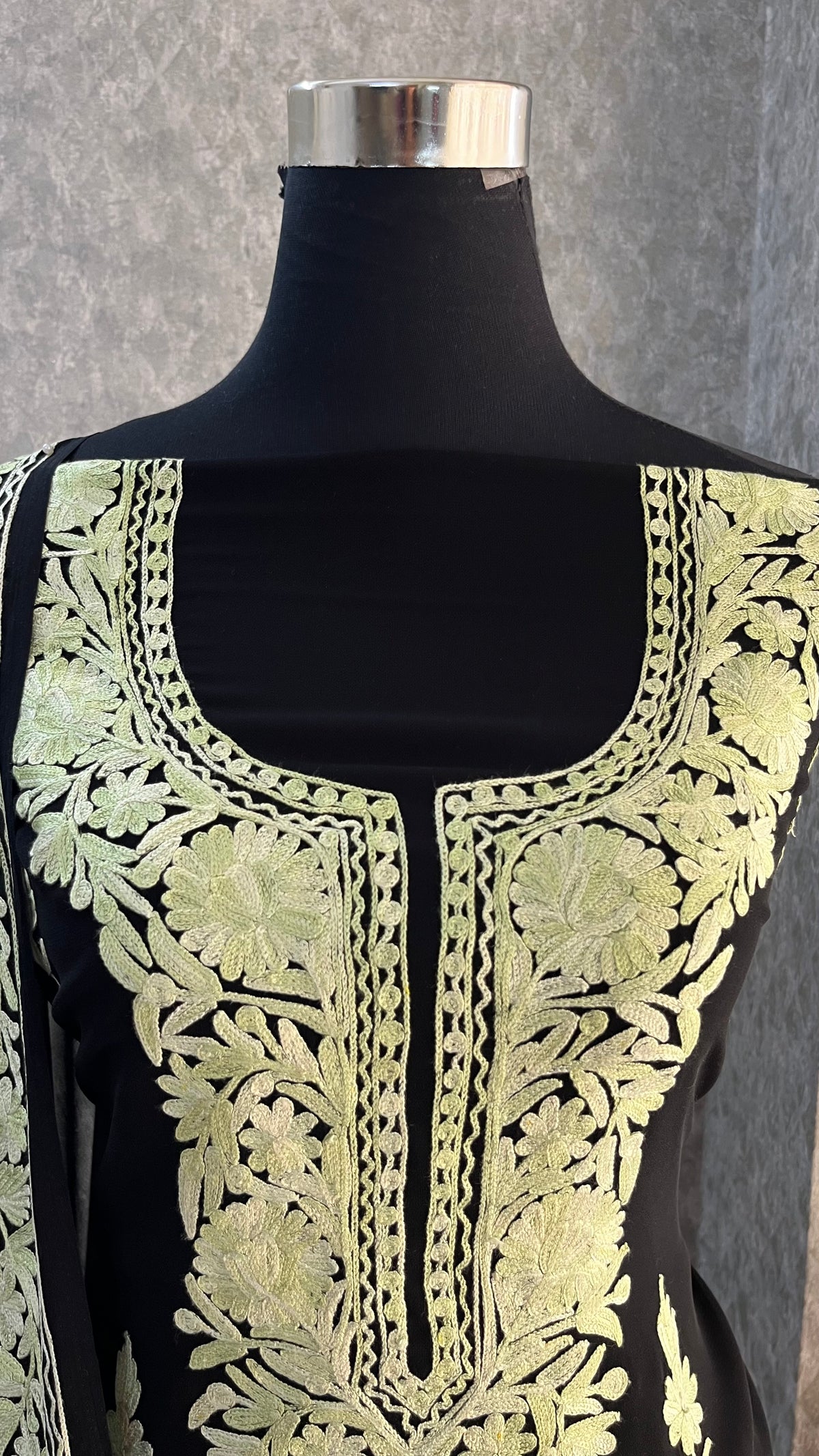 Georgette Black 3 Pc Kashmiri Suit