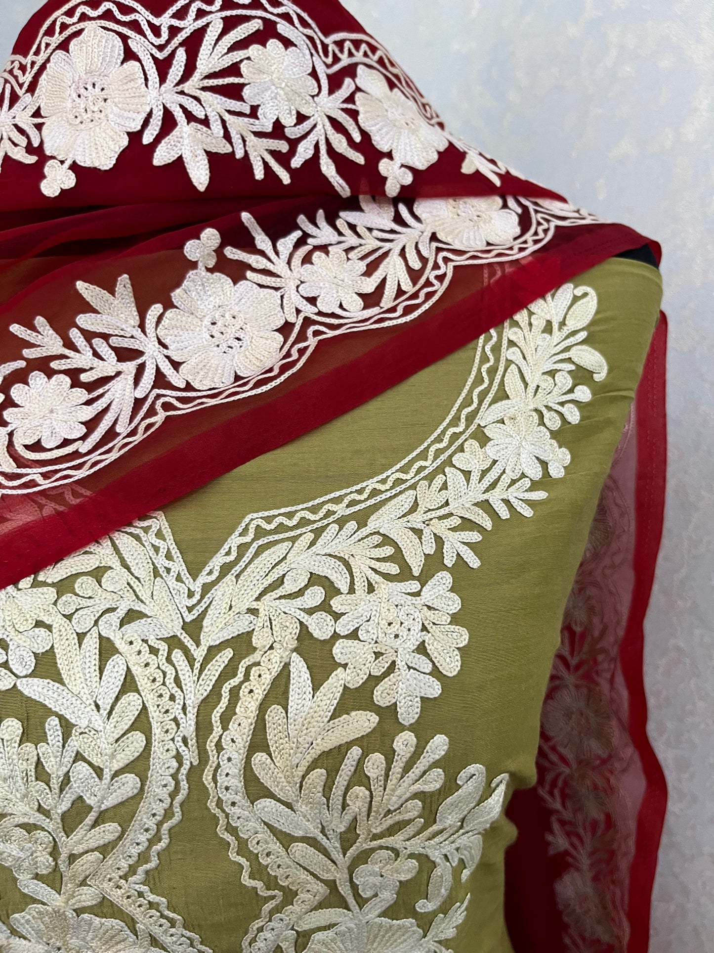 Pista Green Chanderi Silk Kashmiri Suit