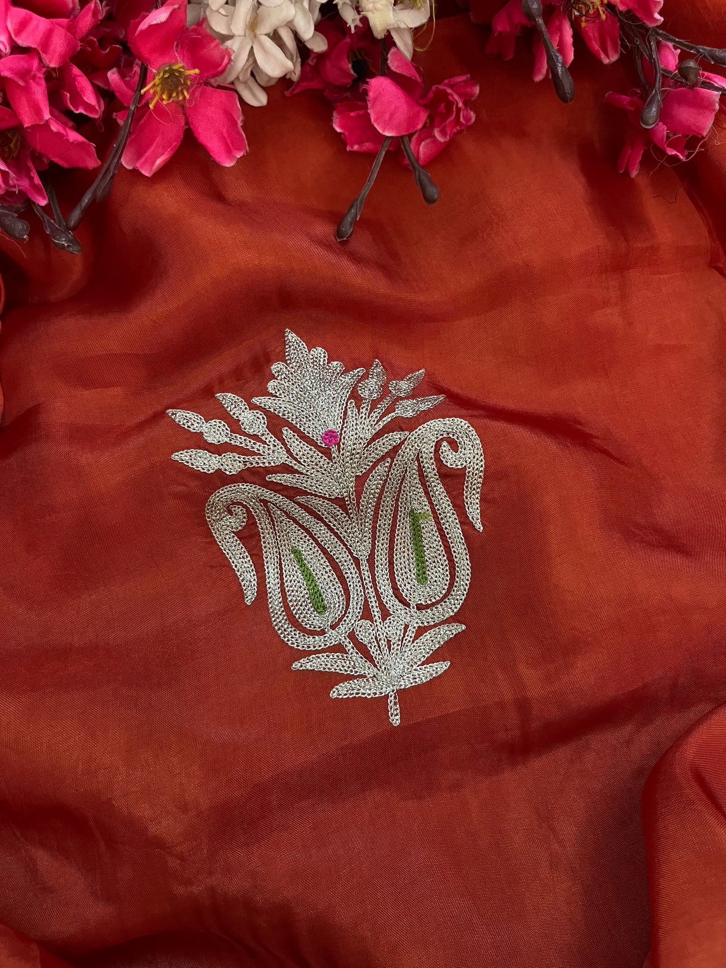 Rust Opada Silk Kashmiri Suits