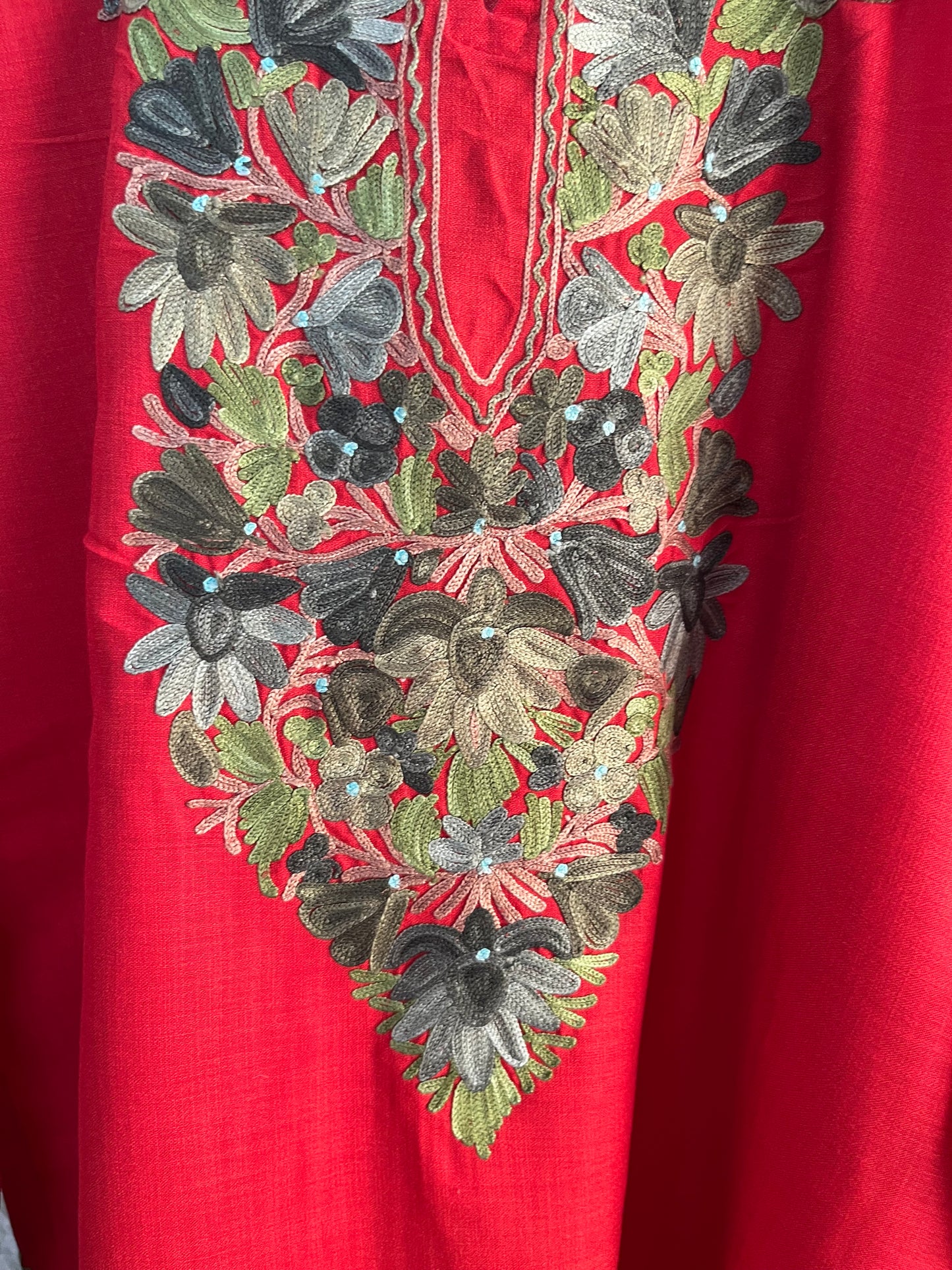 Red Cotton Stitched Co-ord Set (44)