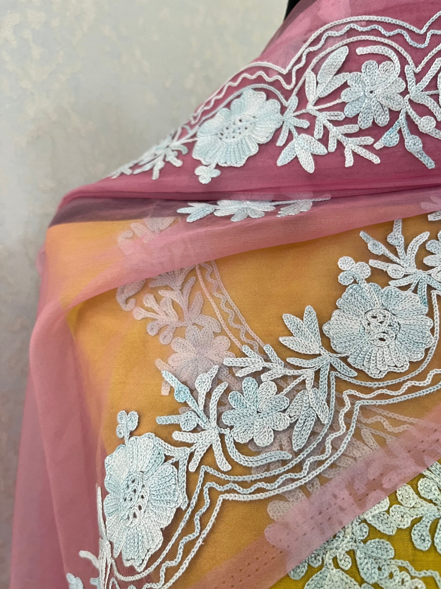 Golden Yellow Chanderi Silk Kashmiri Suit