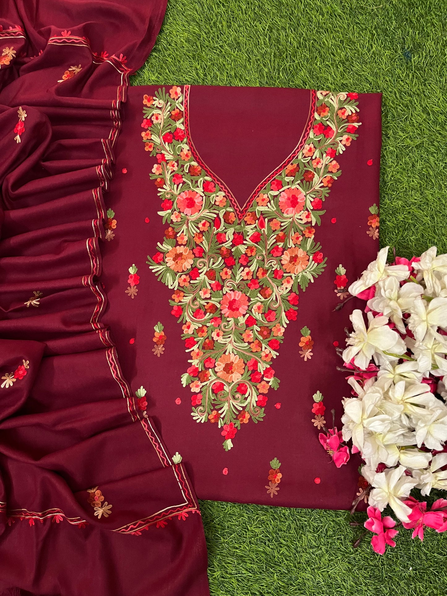 Coke Woollen Aari Embroidered 3pc suit