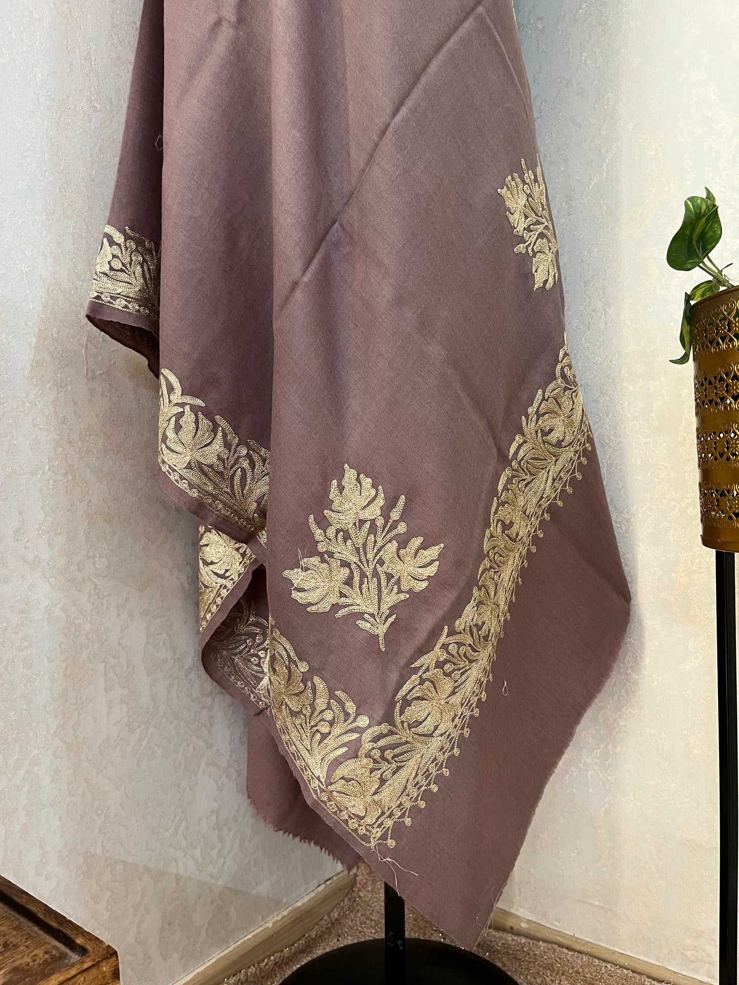 Faun Semi Pashmina Tilla Embroidered stole