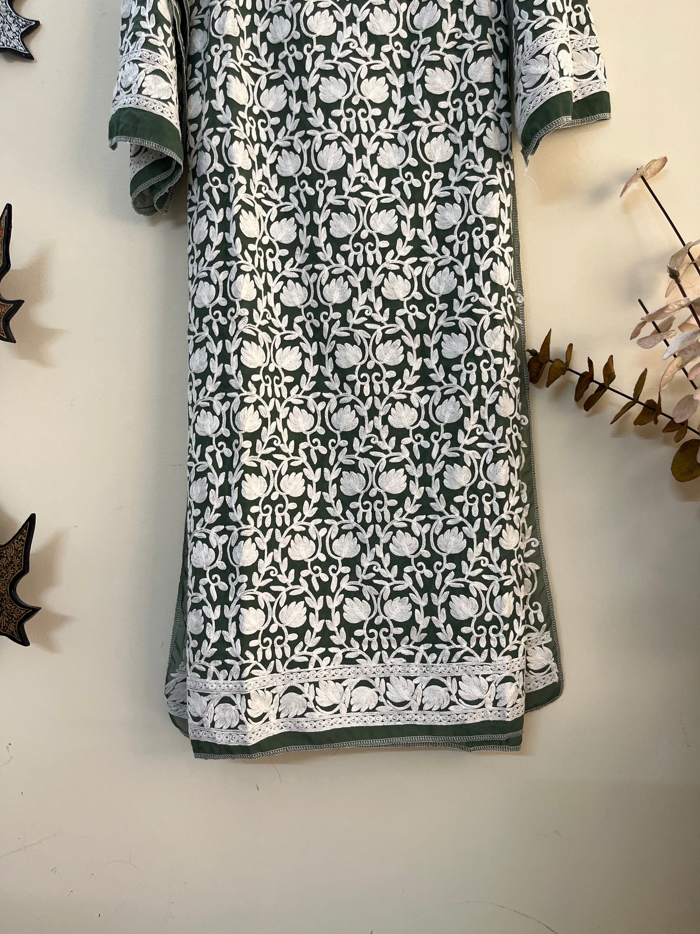 Georgette Front Back Jaal Kashmiri  Semi Stitched Kurta