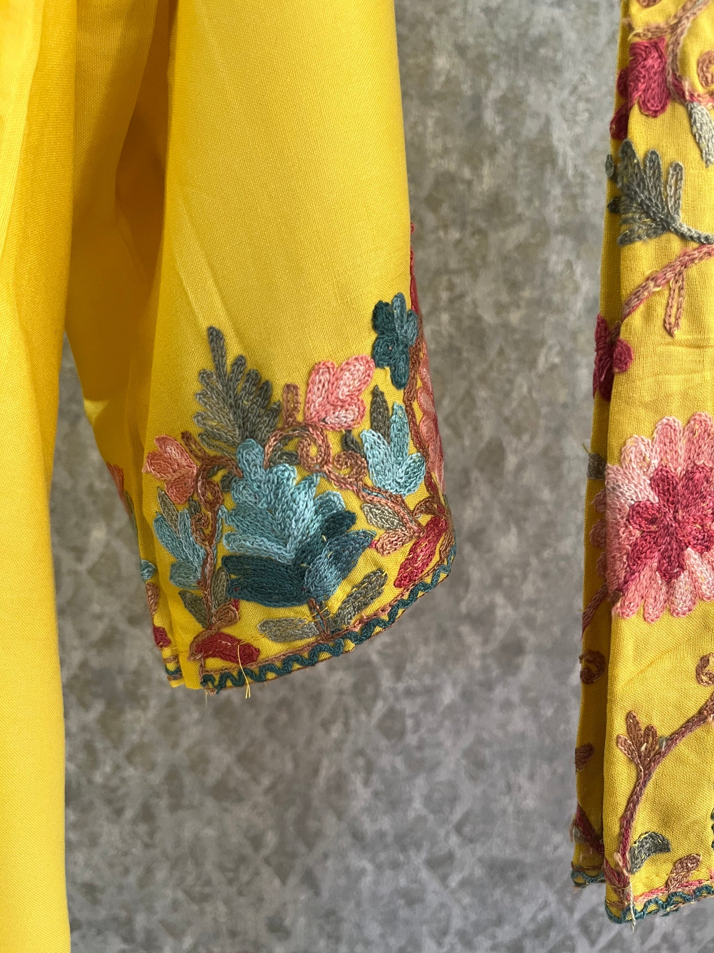 Yellow Cotton Stitched Co-ord Set(44)