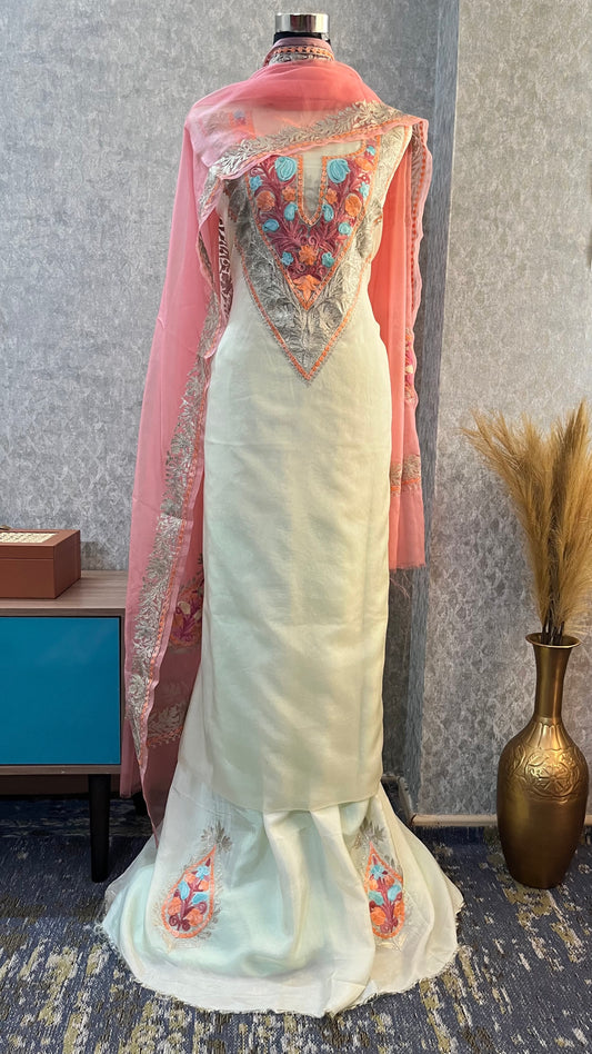 Ivory Soft Tissue Kashmiri Suit