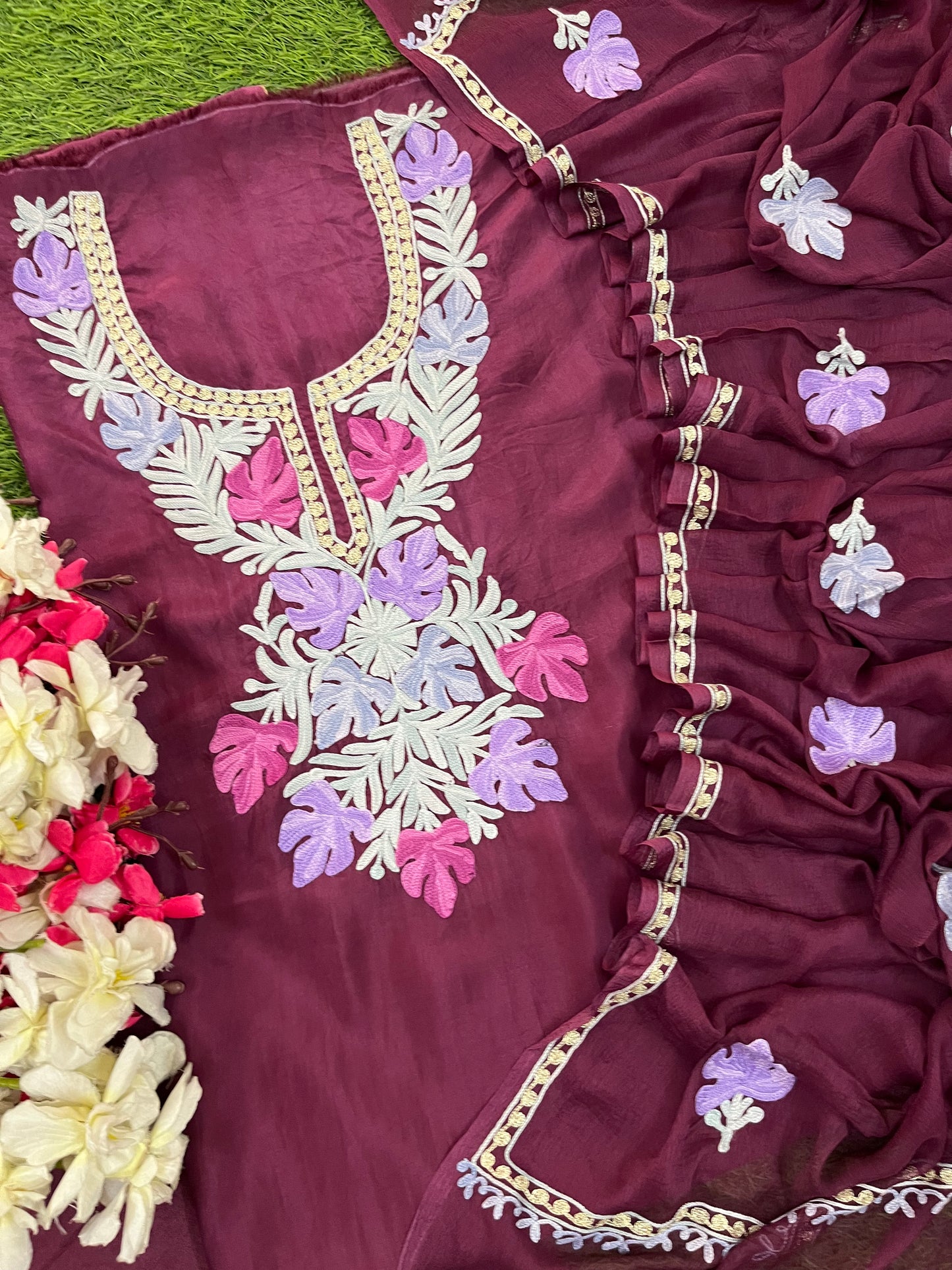 Dark Onion Opada Silk Kashmiri Suits