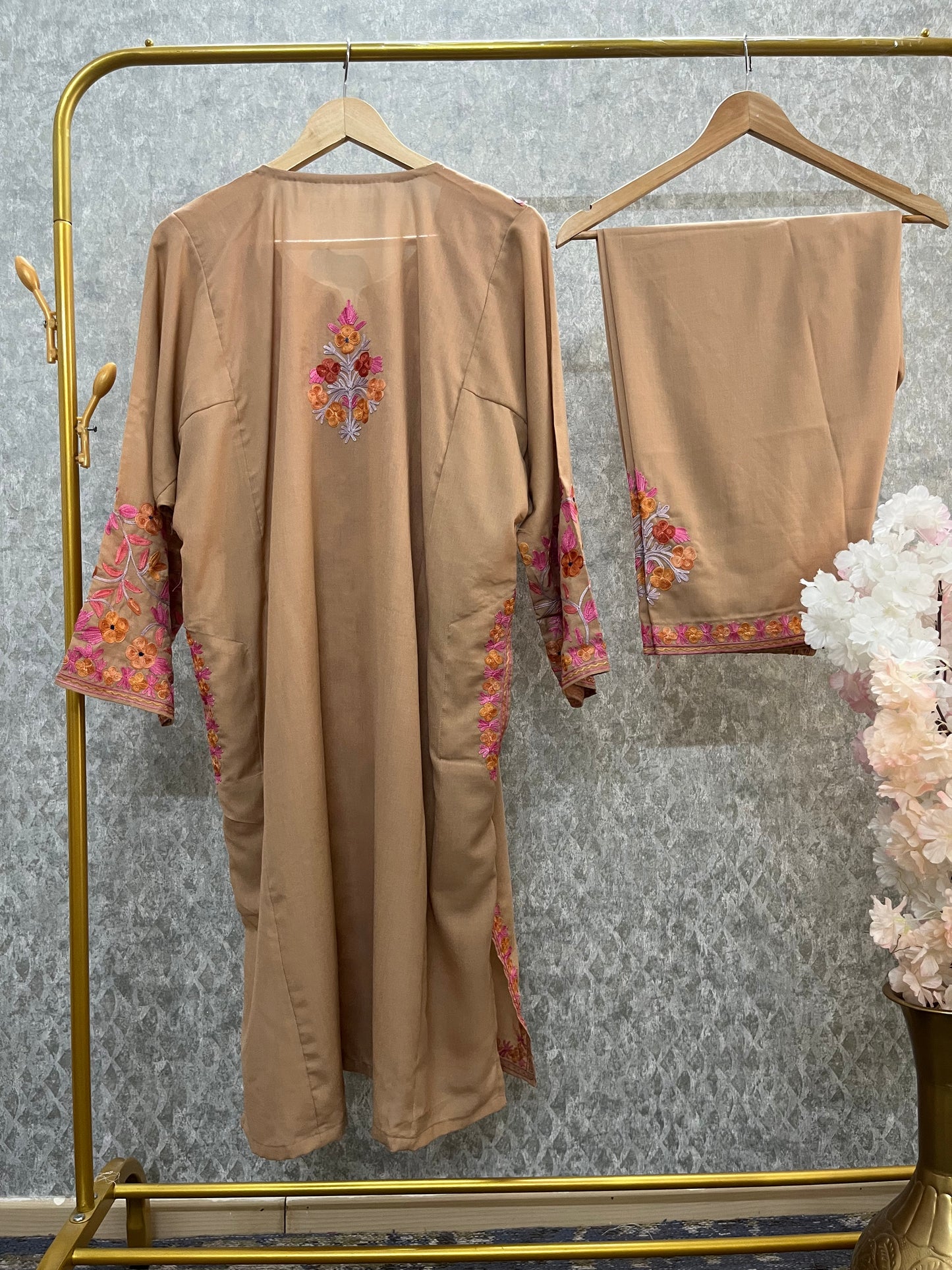 Beige Cotton Front Jaal Pheran Set Size (46)
