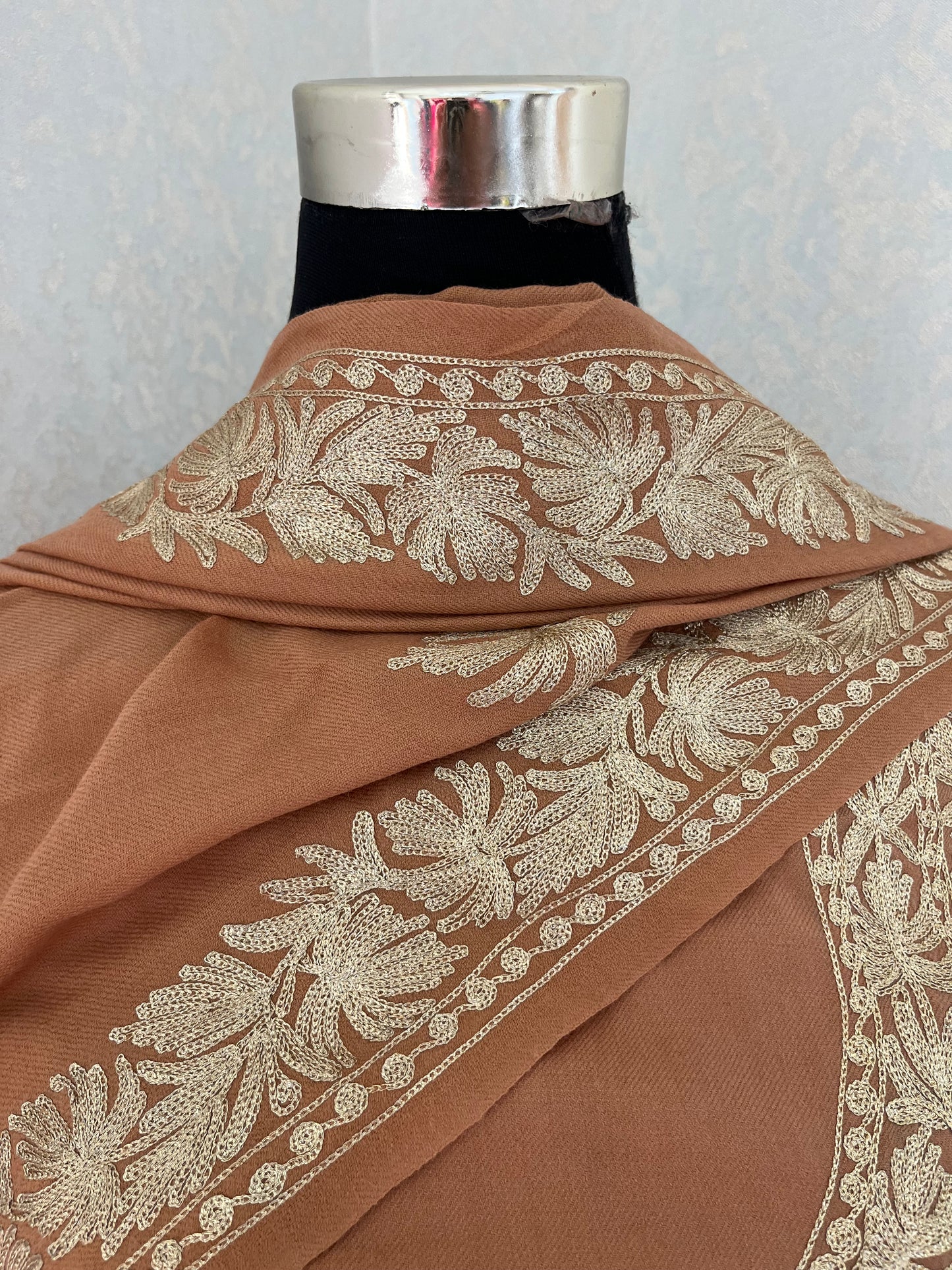 Beige Tilla Embroidered 3pc Suit Stole