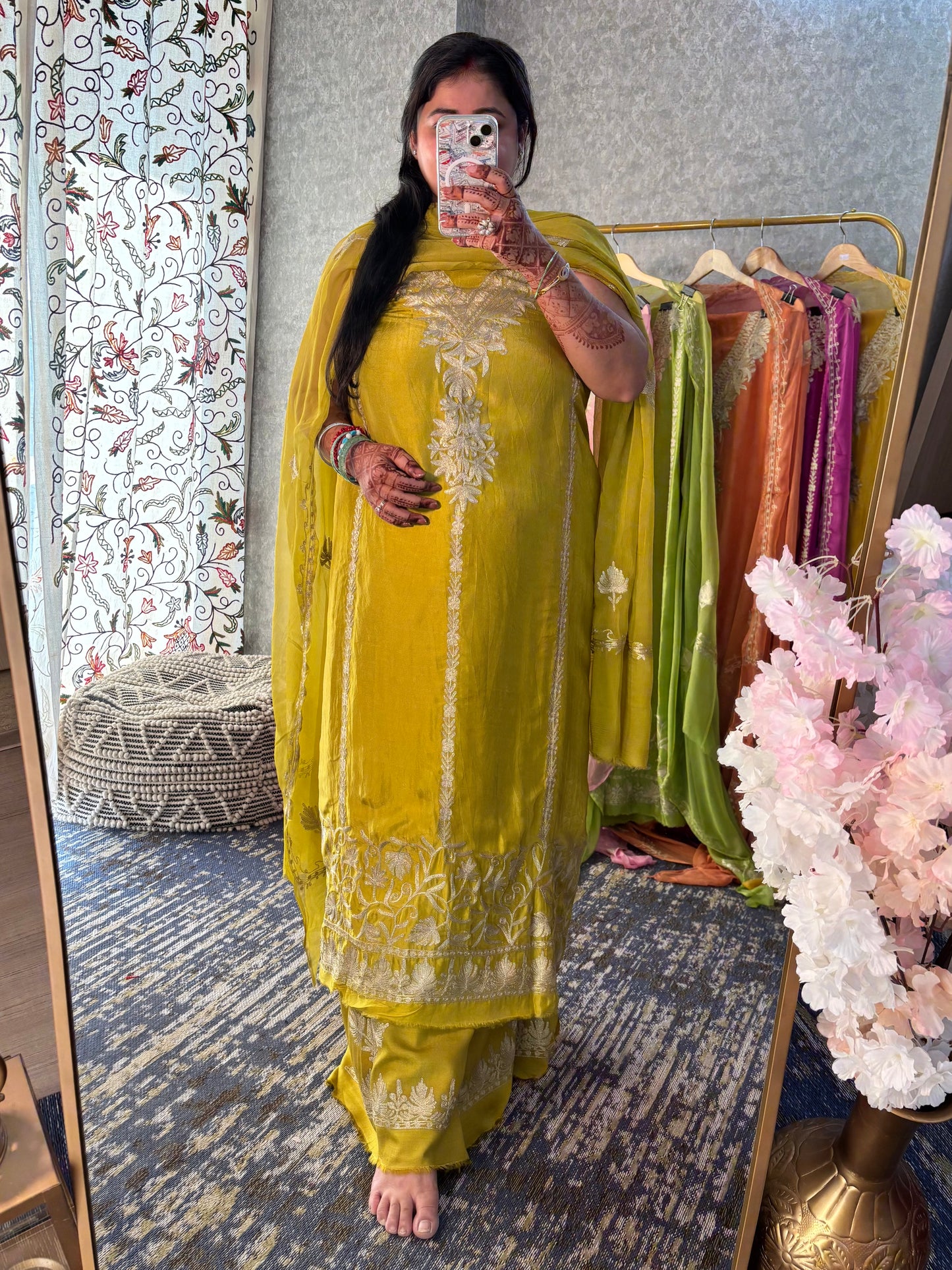 Green Tilla Kashmiri Silk Suit