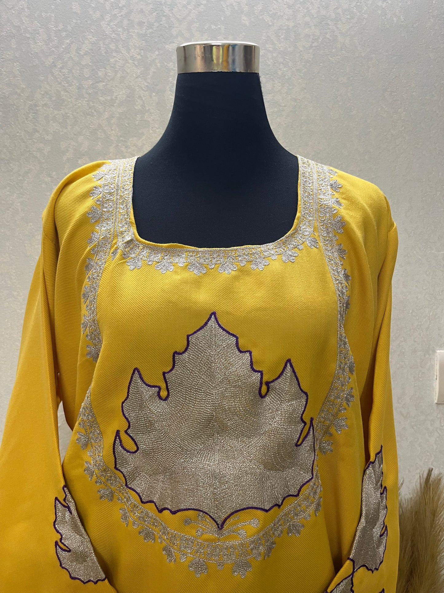 Yellow Woollen Kashmiri Co-Ord Set ( Size 44)
