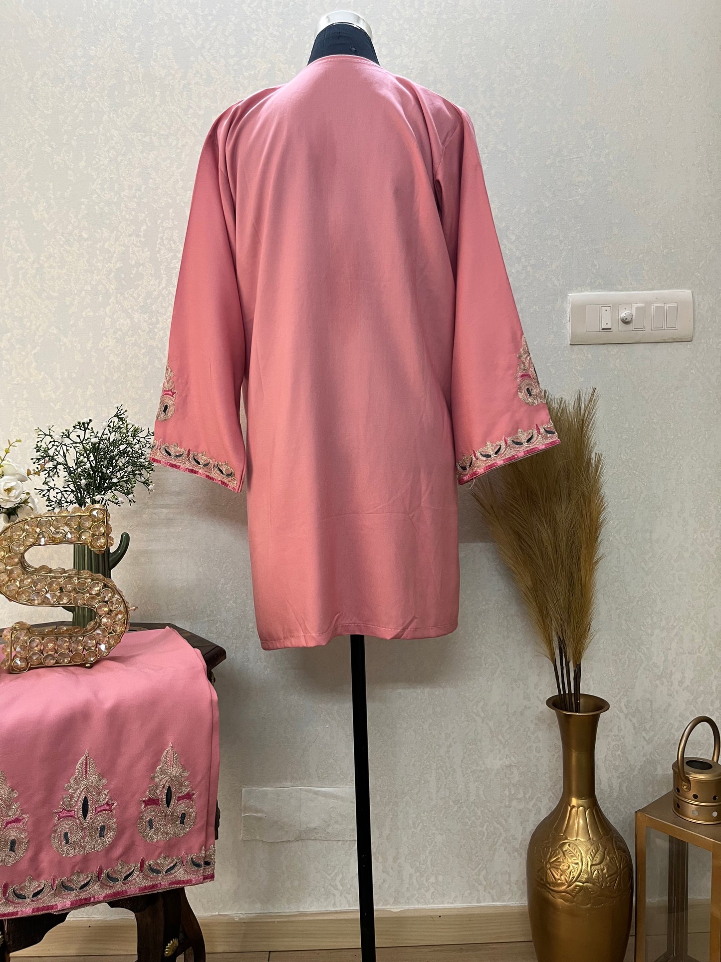 Pink Cotton Stitched Co-ord Set( 42)