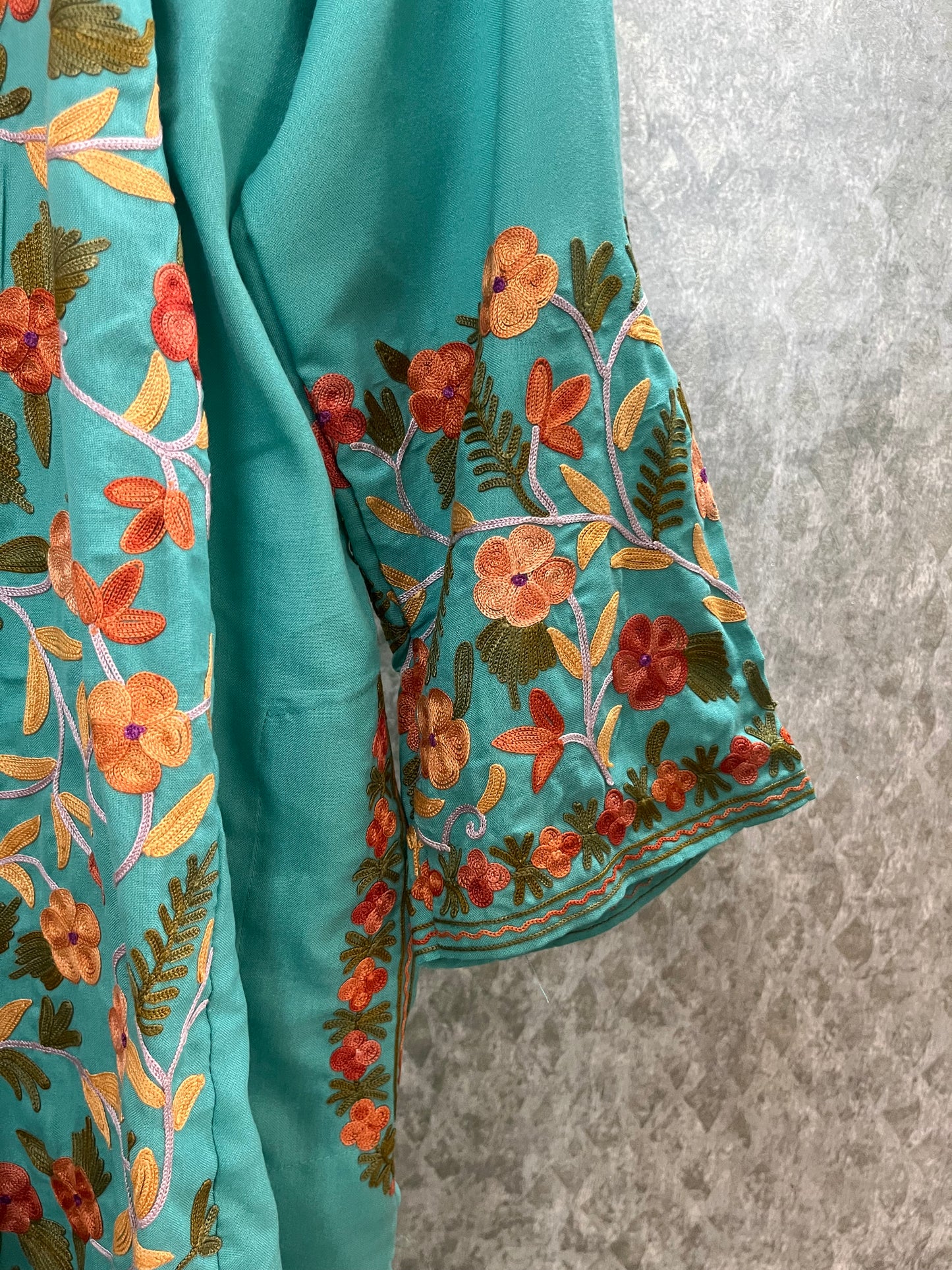 Sea Green Cotton Front Jaal Pheran Set  Size (46)