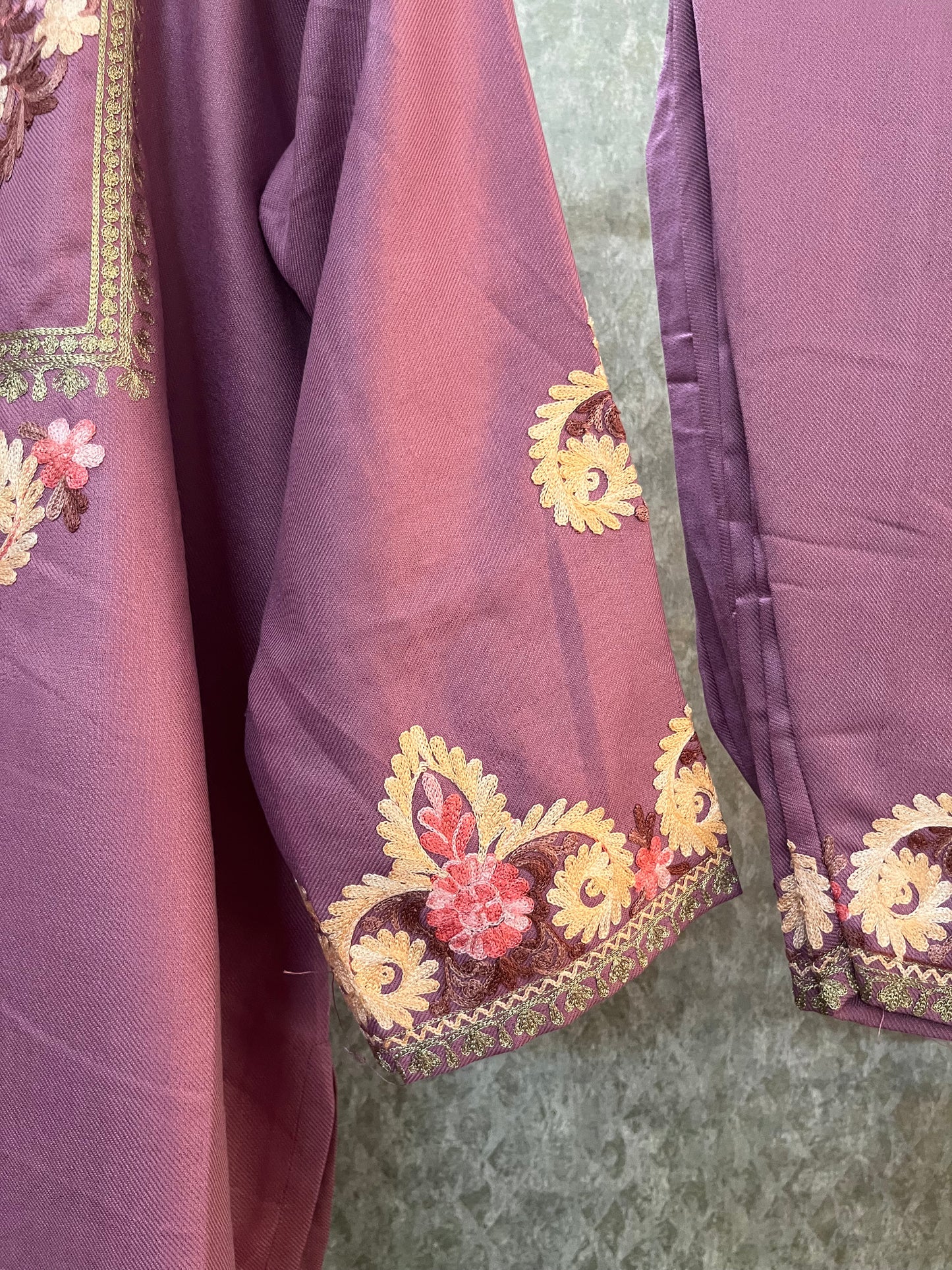 Mauve Woollen Kashmiri Co-Ord Set ( Size 40)